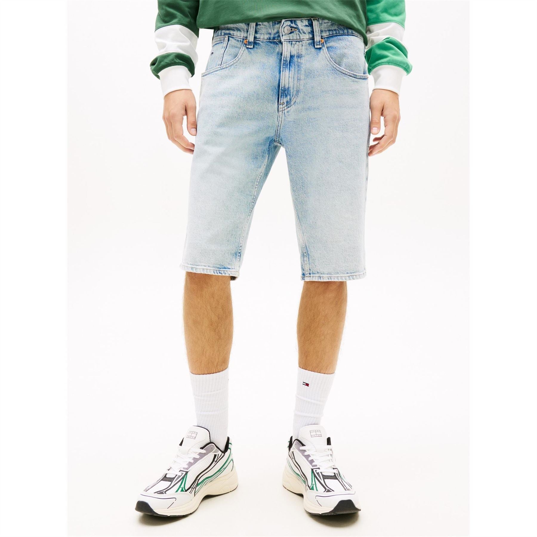 Tommy Jeans Denim Bermuda Shorts Solid Patterned