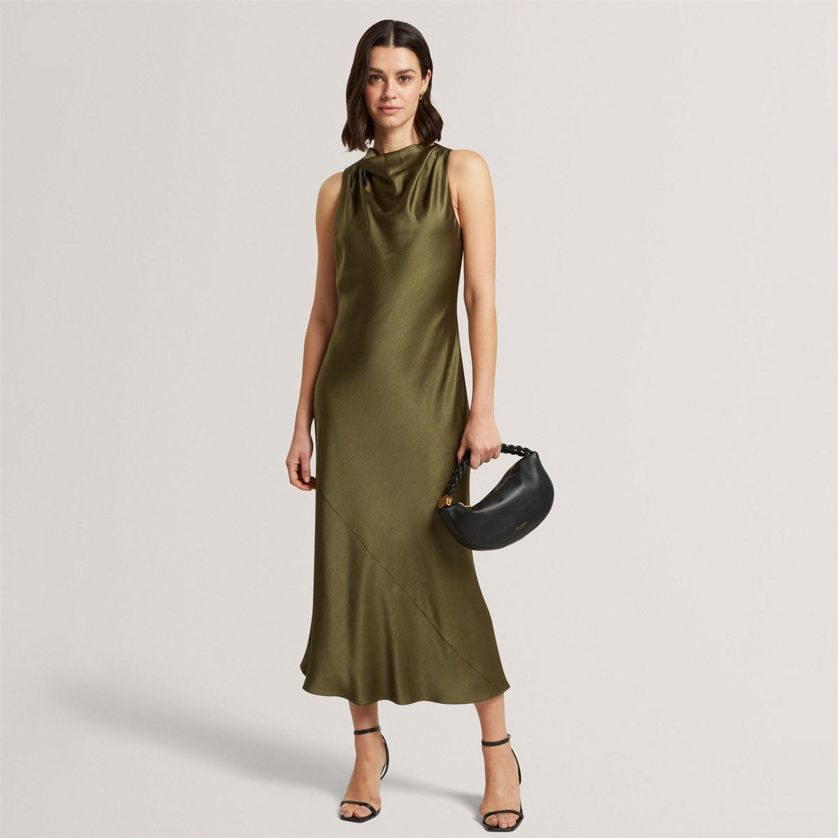 Ted Baker Baker Sleeveless Cowl Neck Satin Midi Dress
