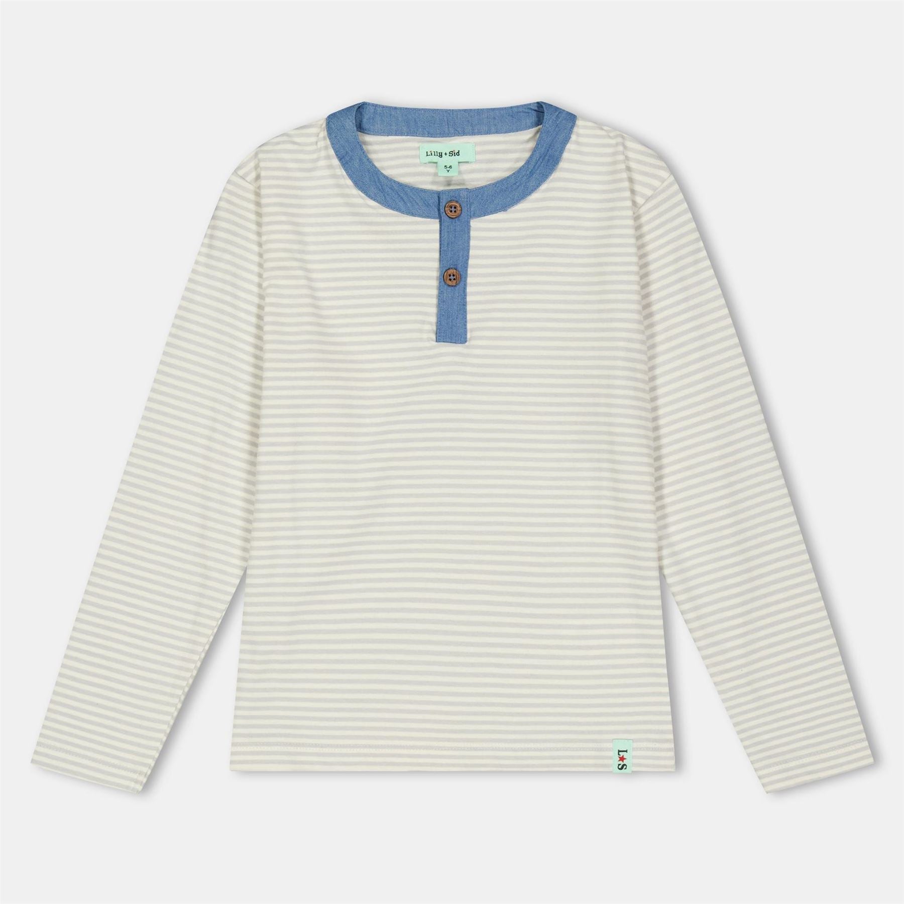 Lilly and Sid Regular Fit Stripe Henley T-Shirt
