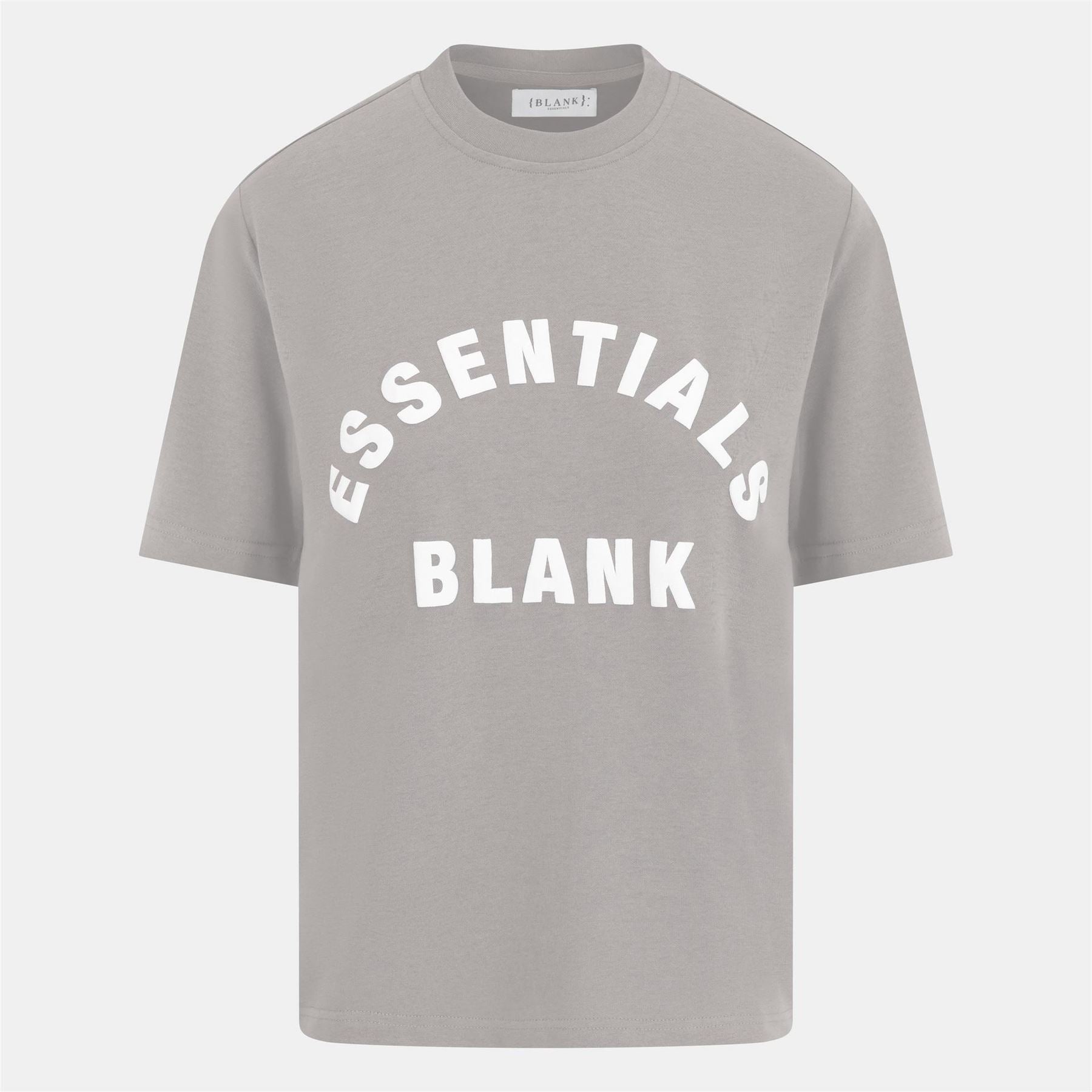 Blank Essentials Lettering Crew Neck Ribbed Collar Short Sleeve Boyfriend T-Shirt