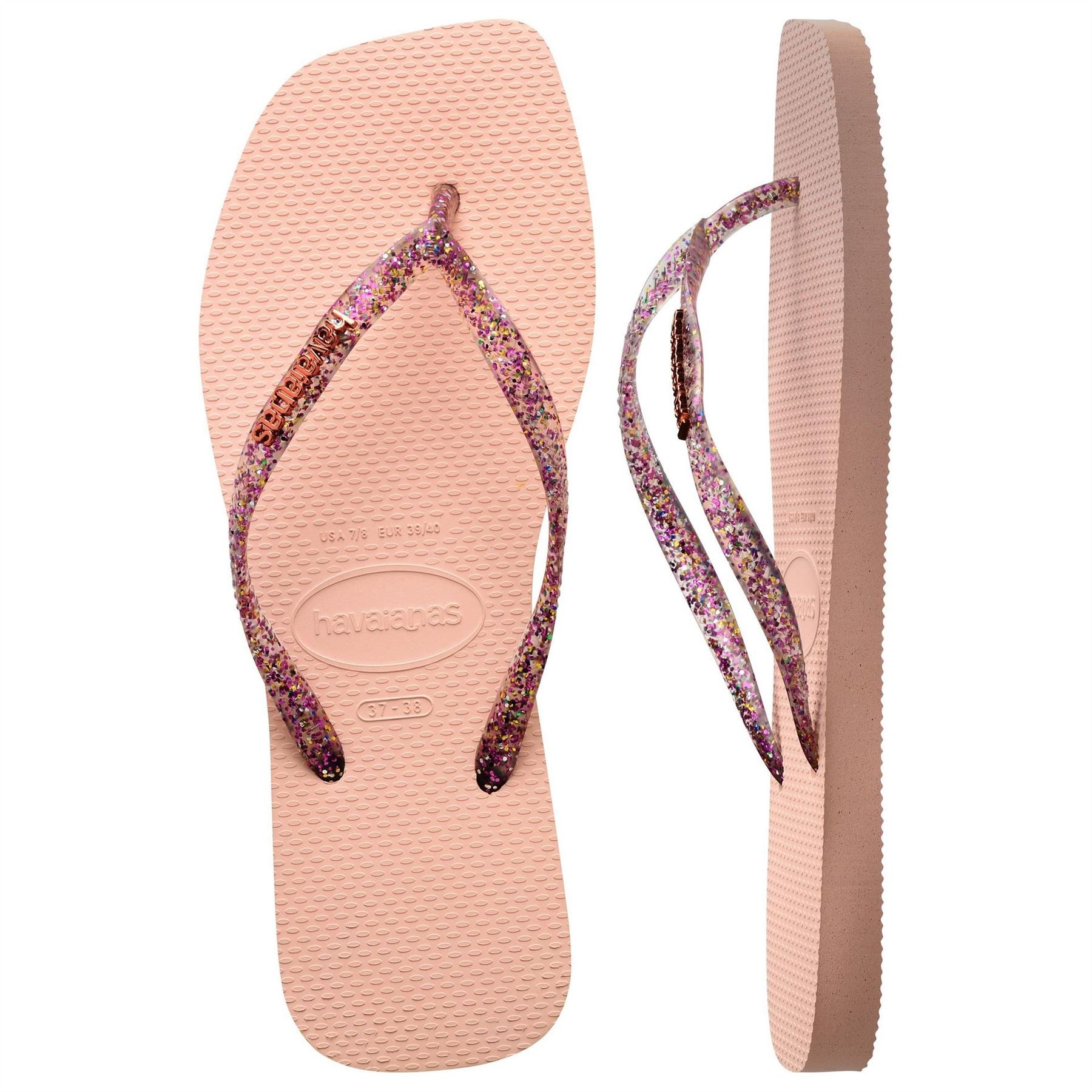 Havaianas Womens Hav. Square Logo Metallic Ballet Ro Flip Flops