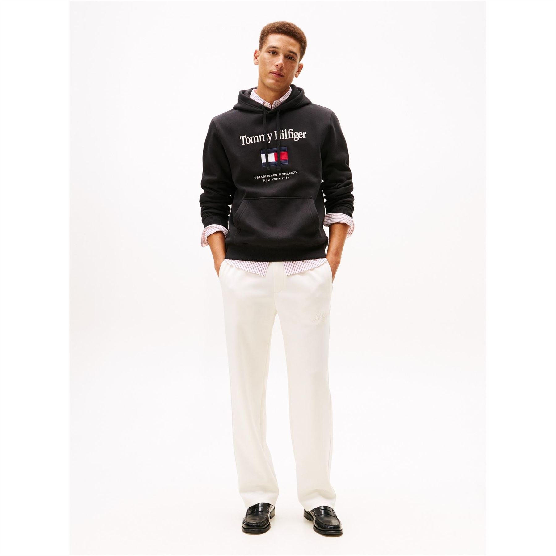 Tommy Hilfiger Embroidered Flag Hooded Long Sleeve Sweatshirt