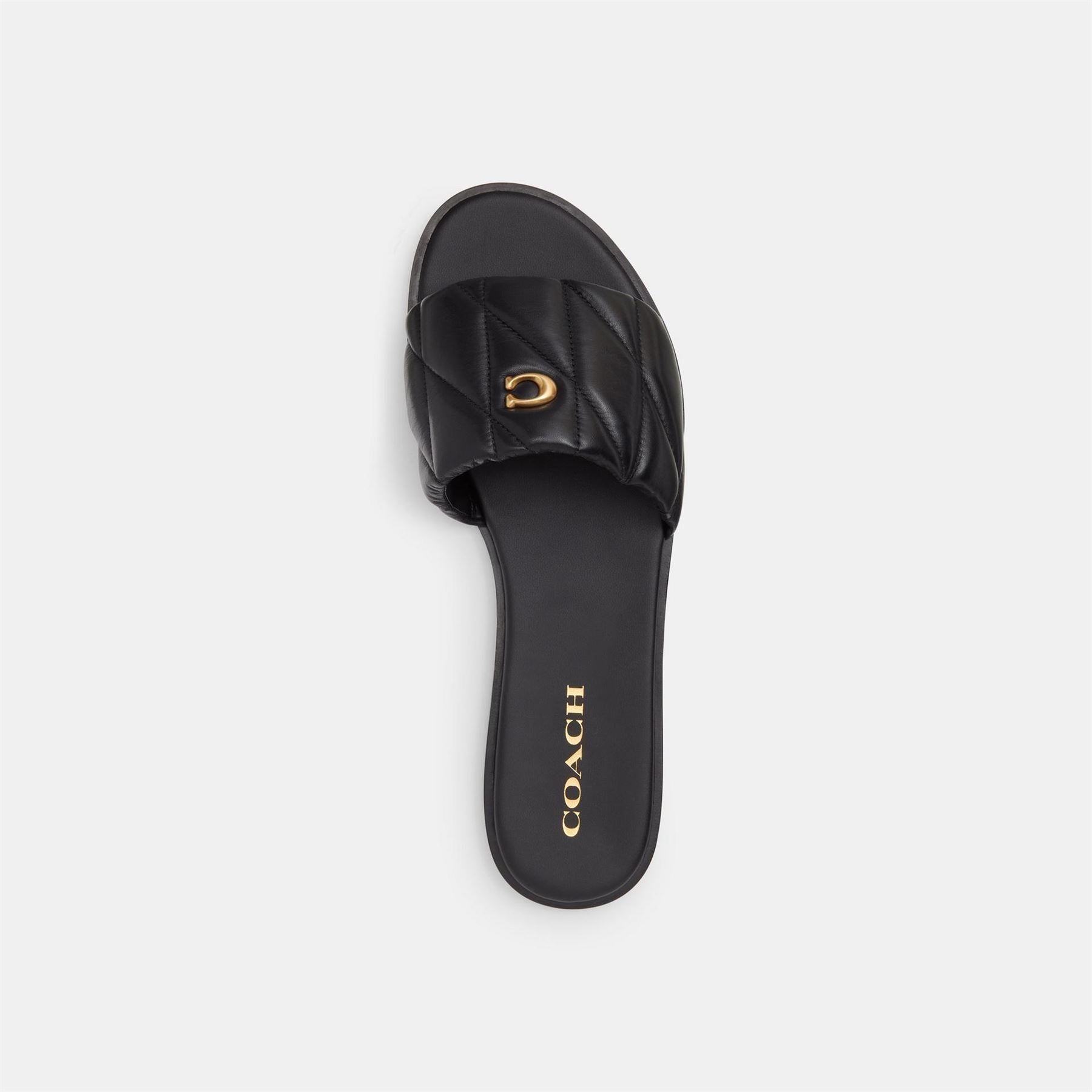 Coach Holly Quilted Leather Slip On Flat Sandals
