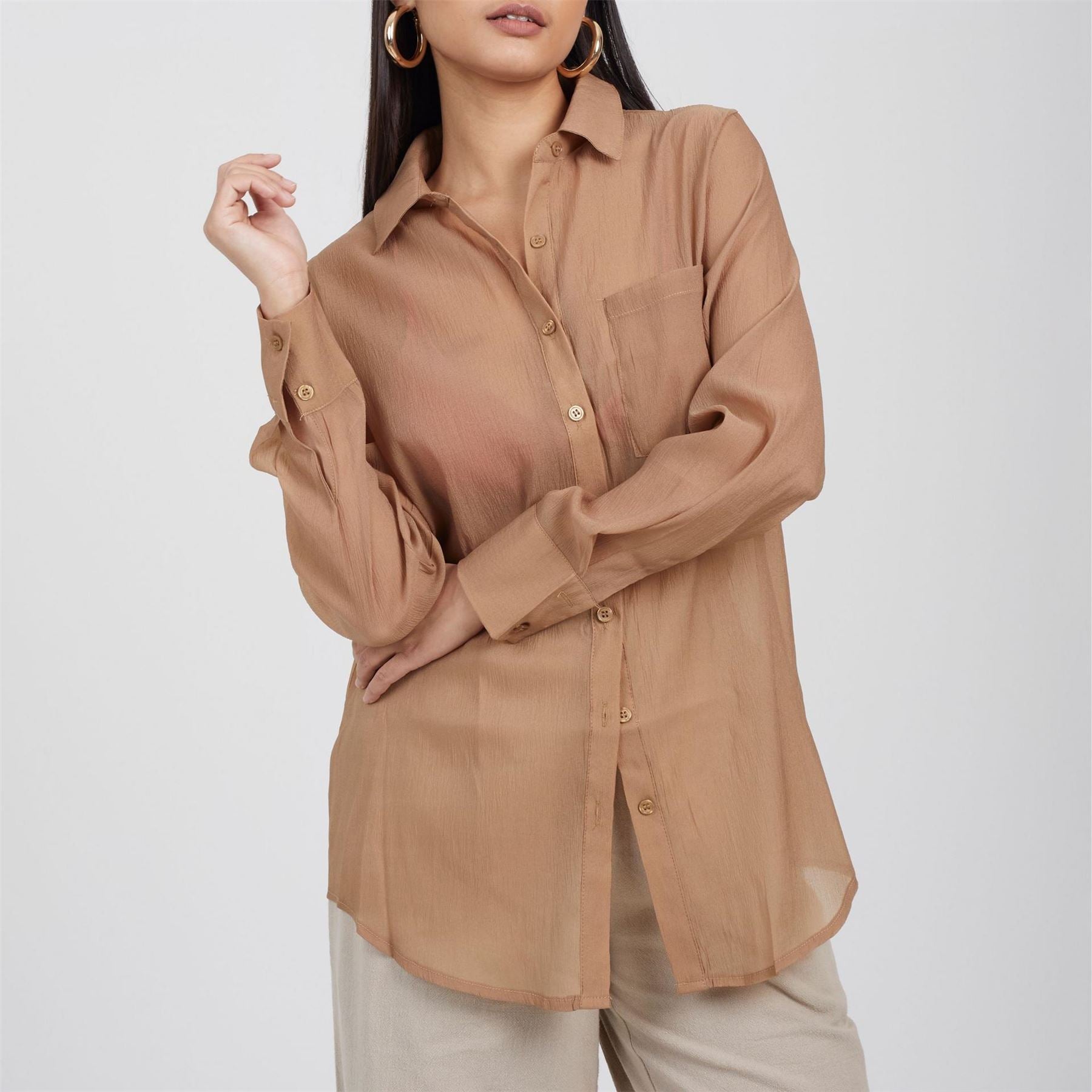 Brave Soul Collared Neck Long Sleeve Shirt with Chest Pocket
