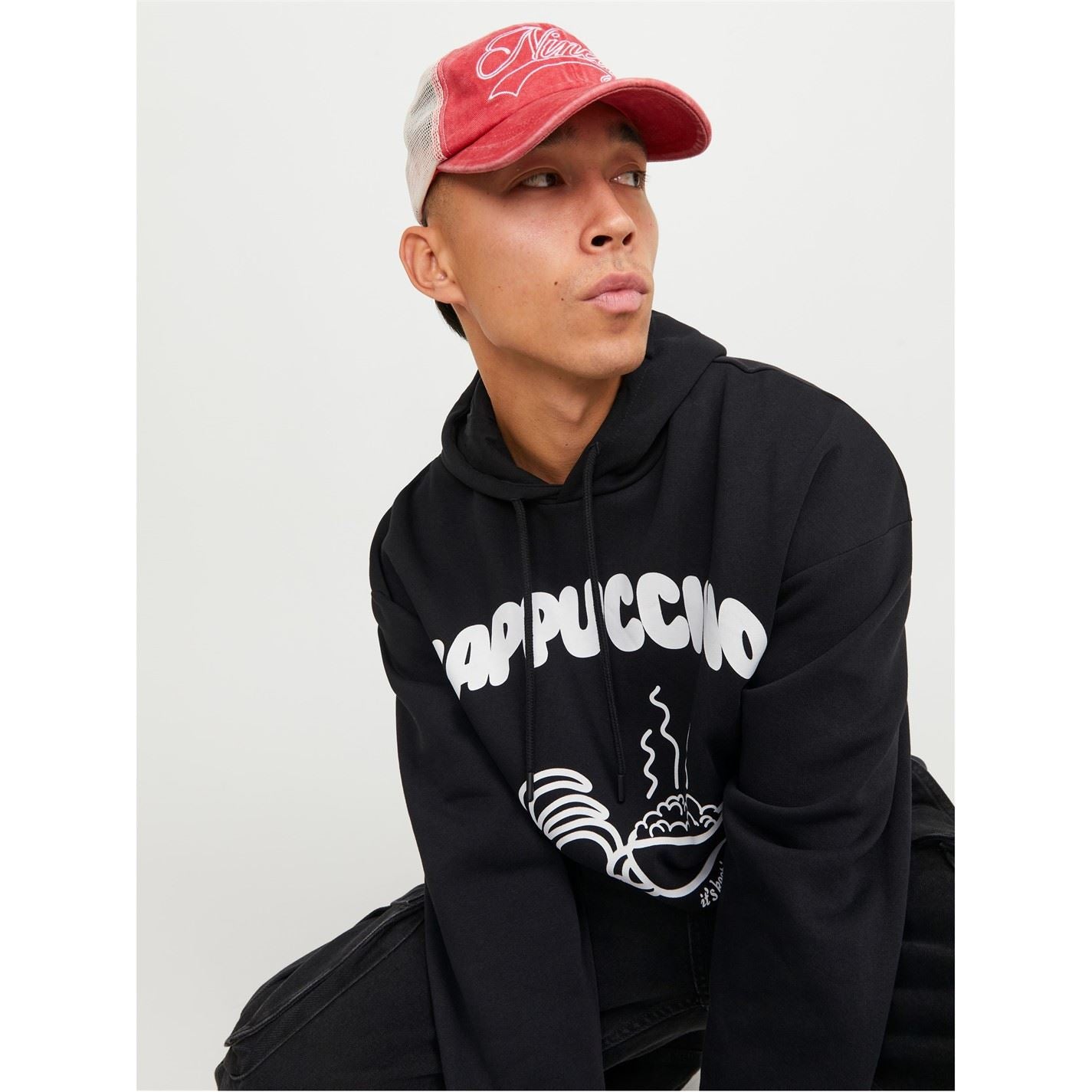 Jack and Jones Mens Graphic Cappuccino Print Hoodie