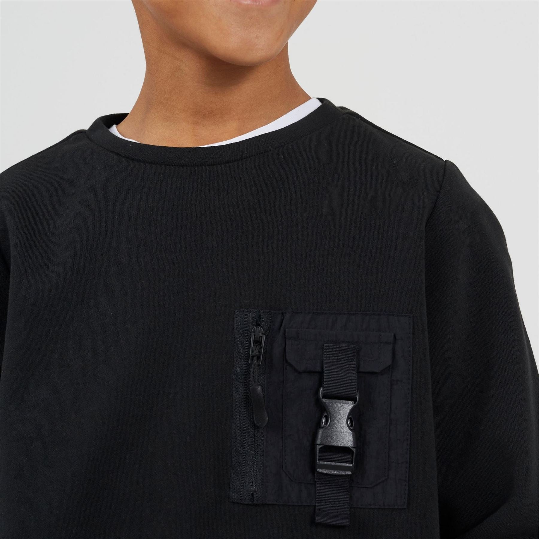 Brave Soul Crew Neck Long Sleeve Sweatshirt with Chest Pocket