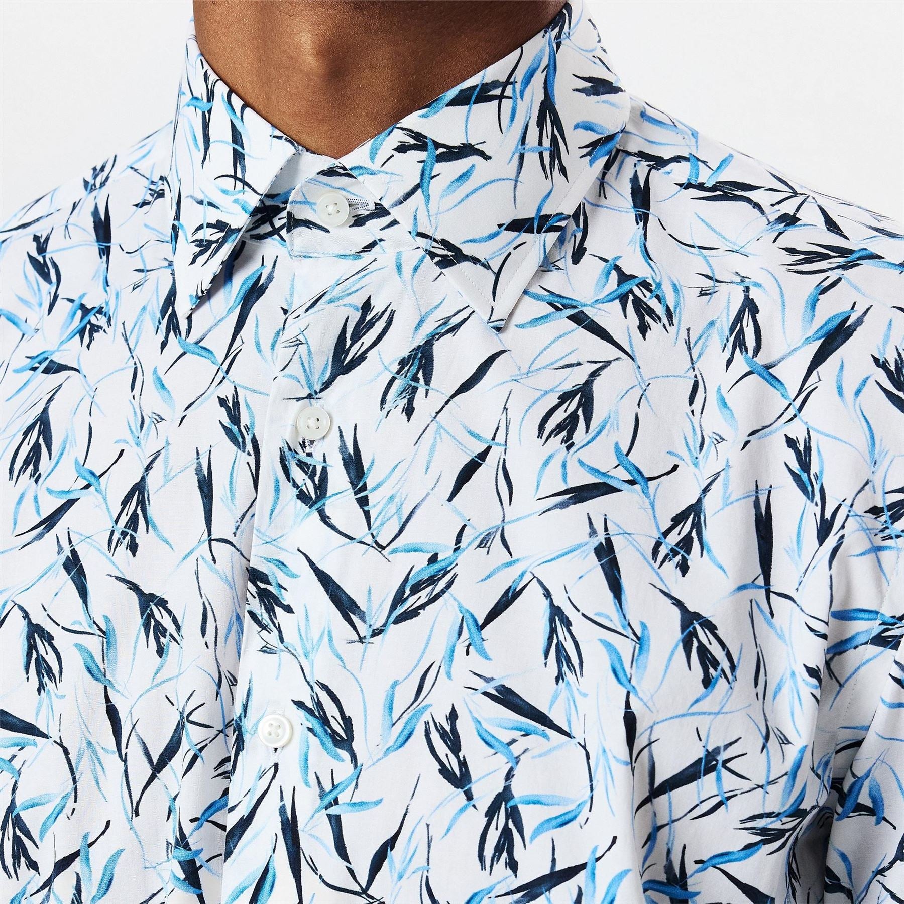 Boss H JOE Kent Patterned Short Sleeve Tailored Fit Shirt