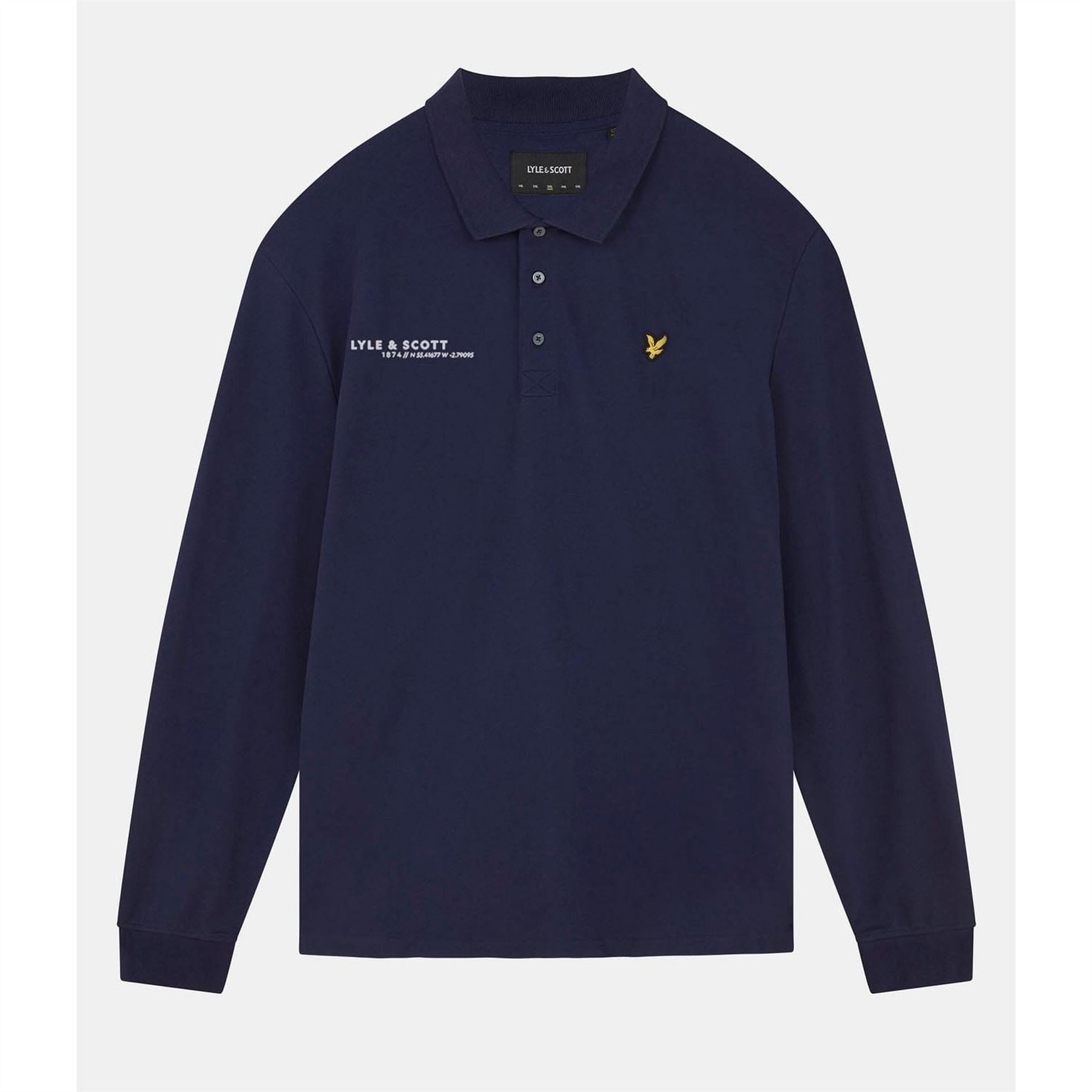 Lyle and Scott Ordinate Print Long Sleeve Polo Shirt