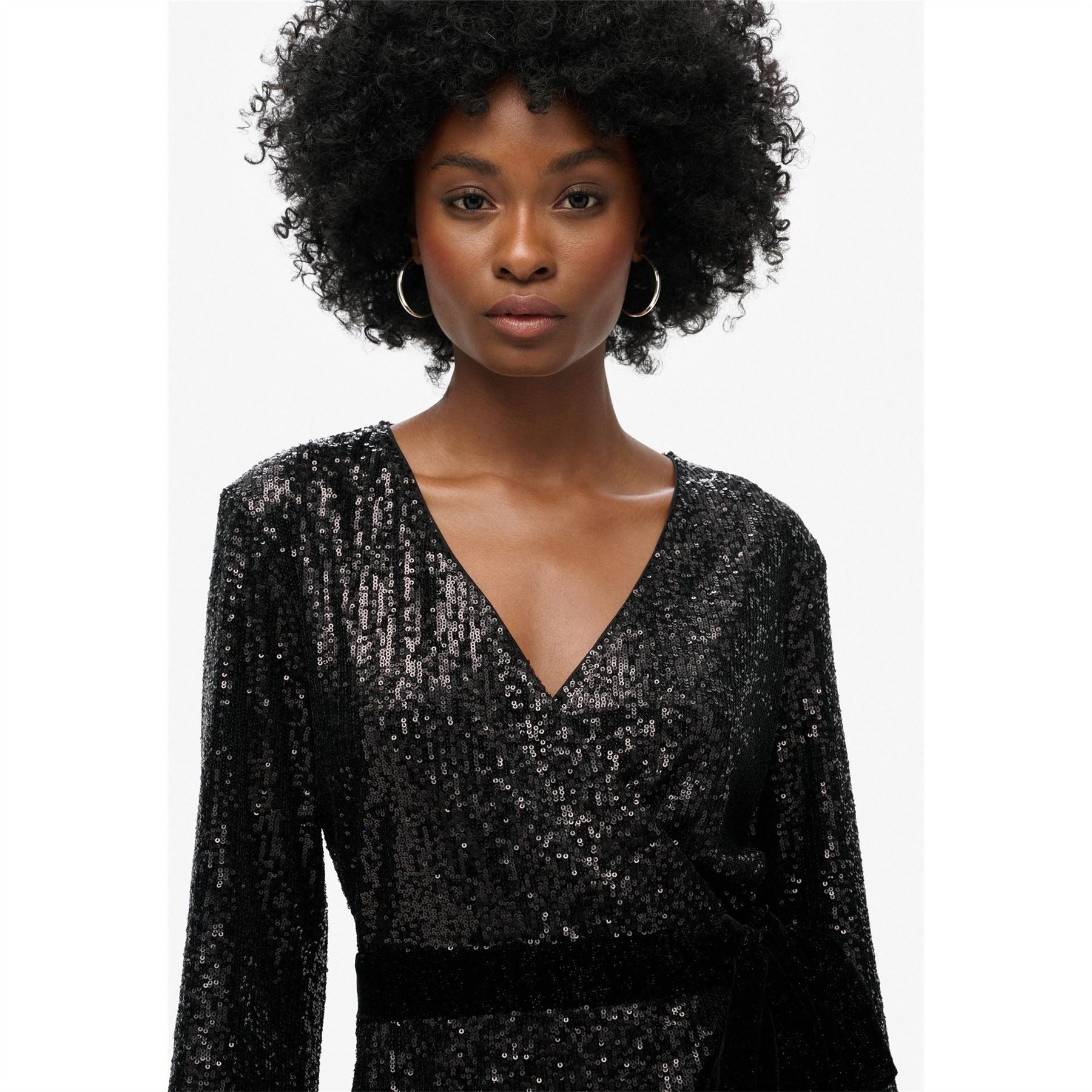 Superdry Sequin V-Neck Mini Wrap Dress