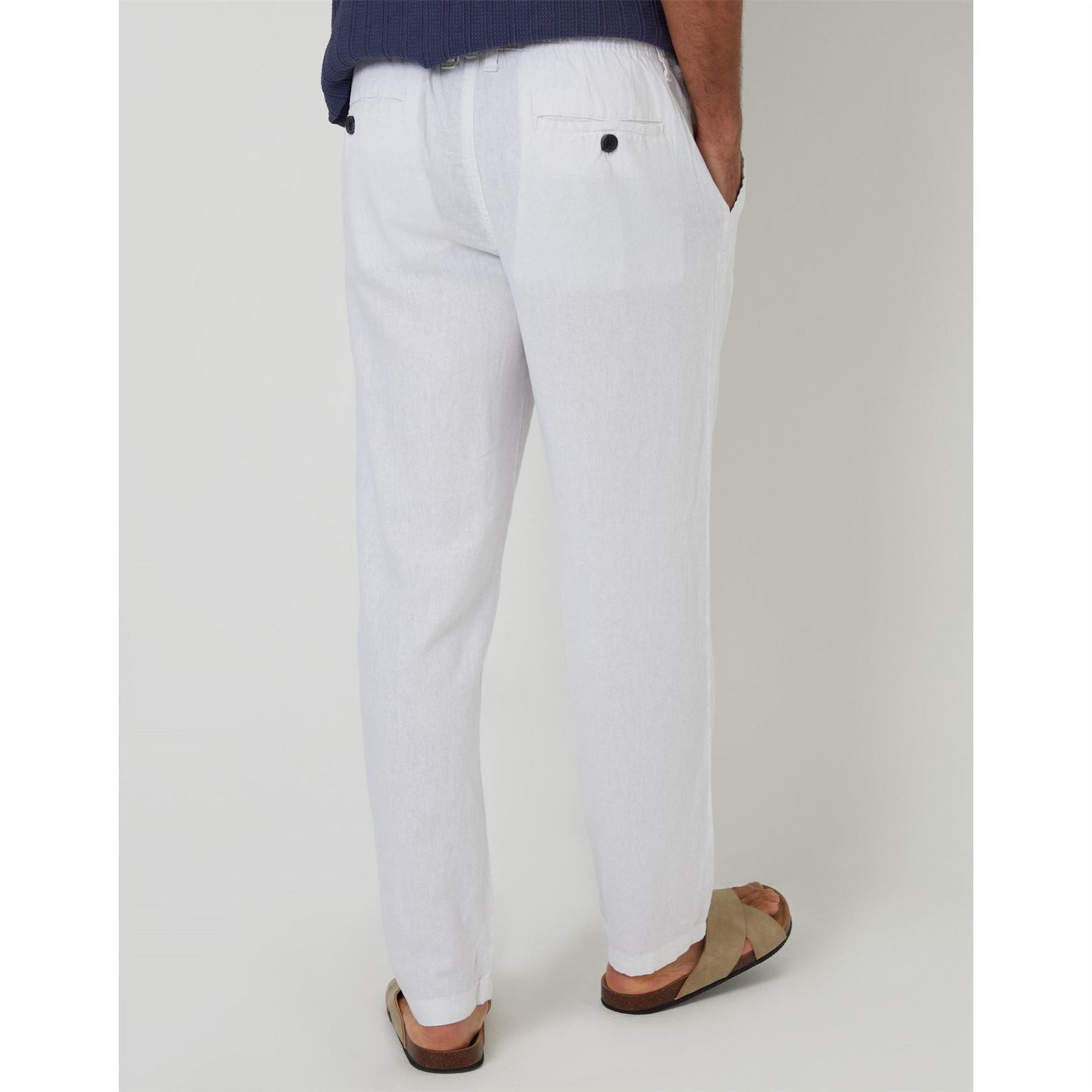 Threadbare Linen Solid Patterned Straight Trousers