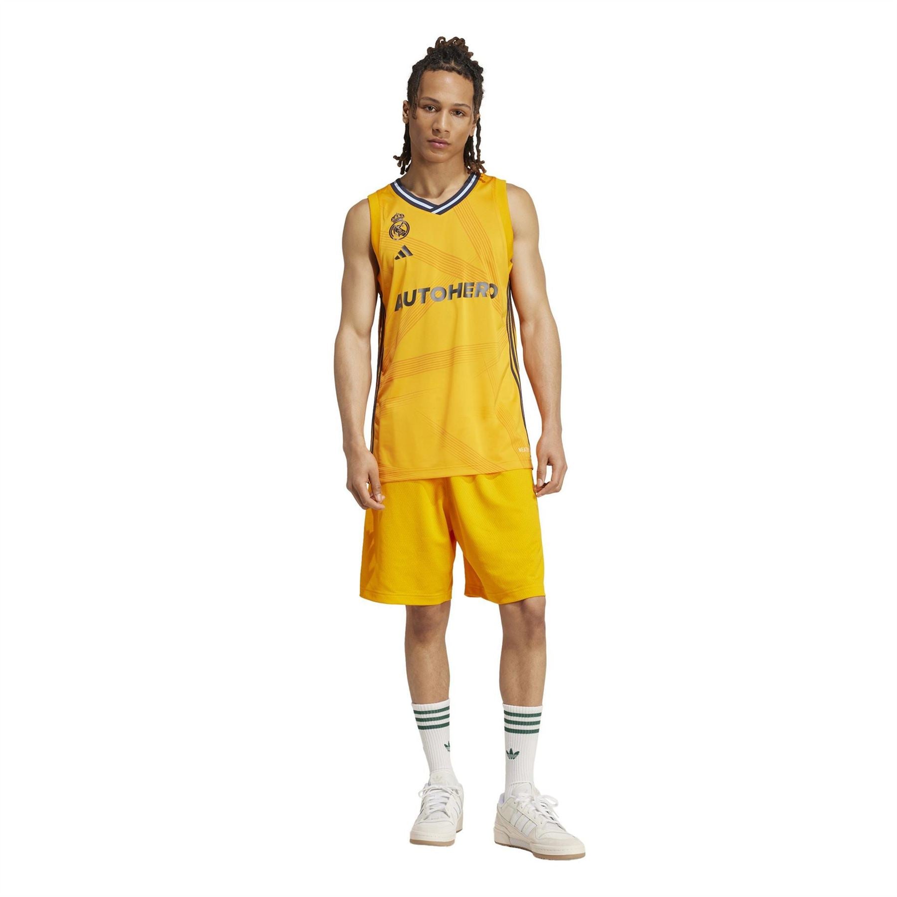 adidas V-Neck Sleeveless Ribbed Collar Jersey Singlet