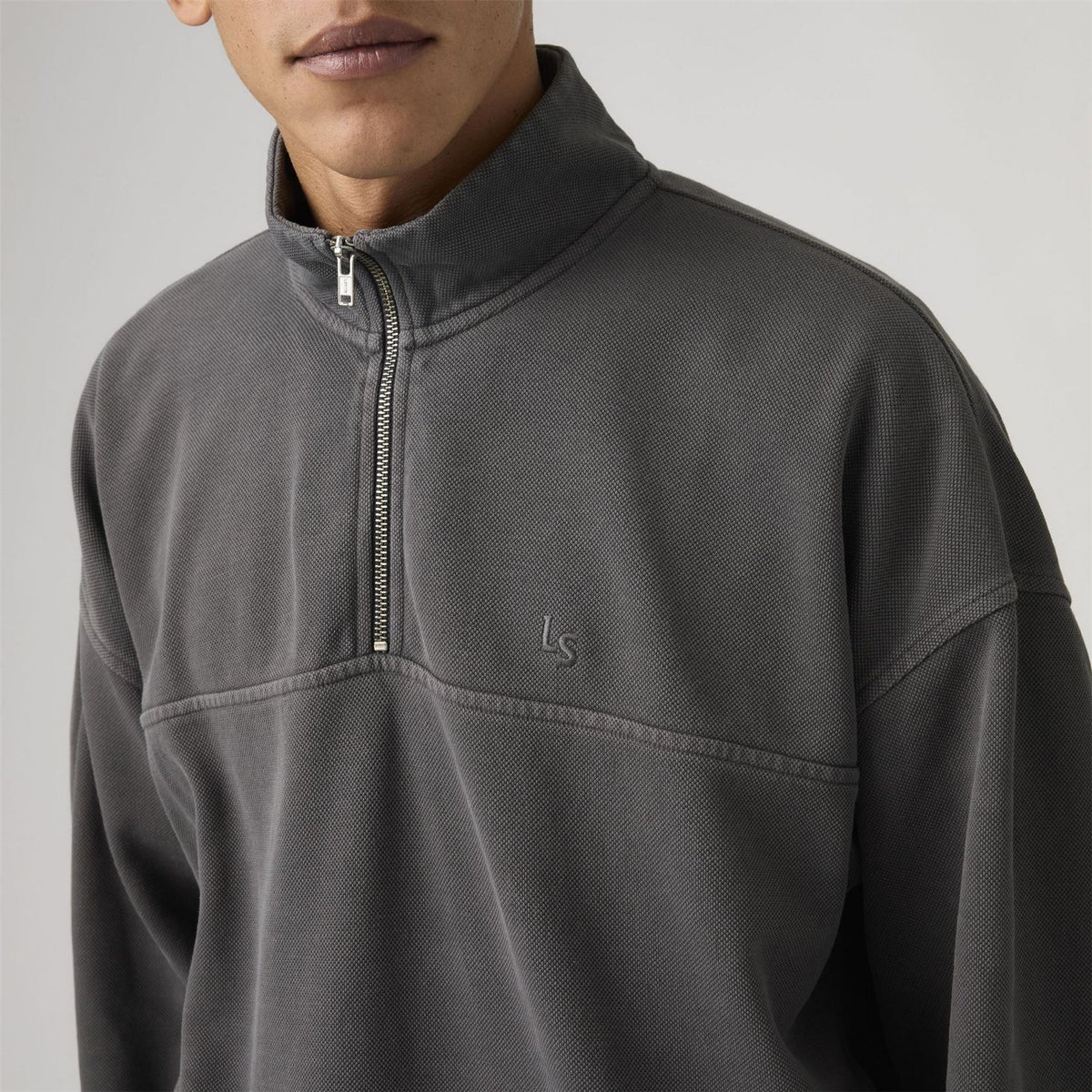 Levis Marina Cotton 1 4 Zip Oversized Fit Fleece Top