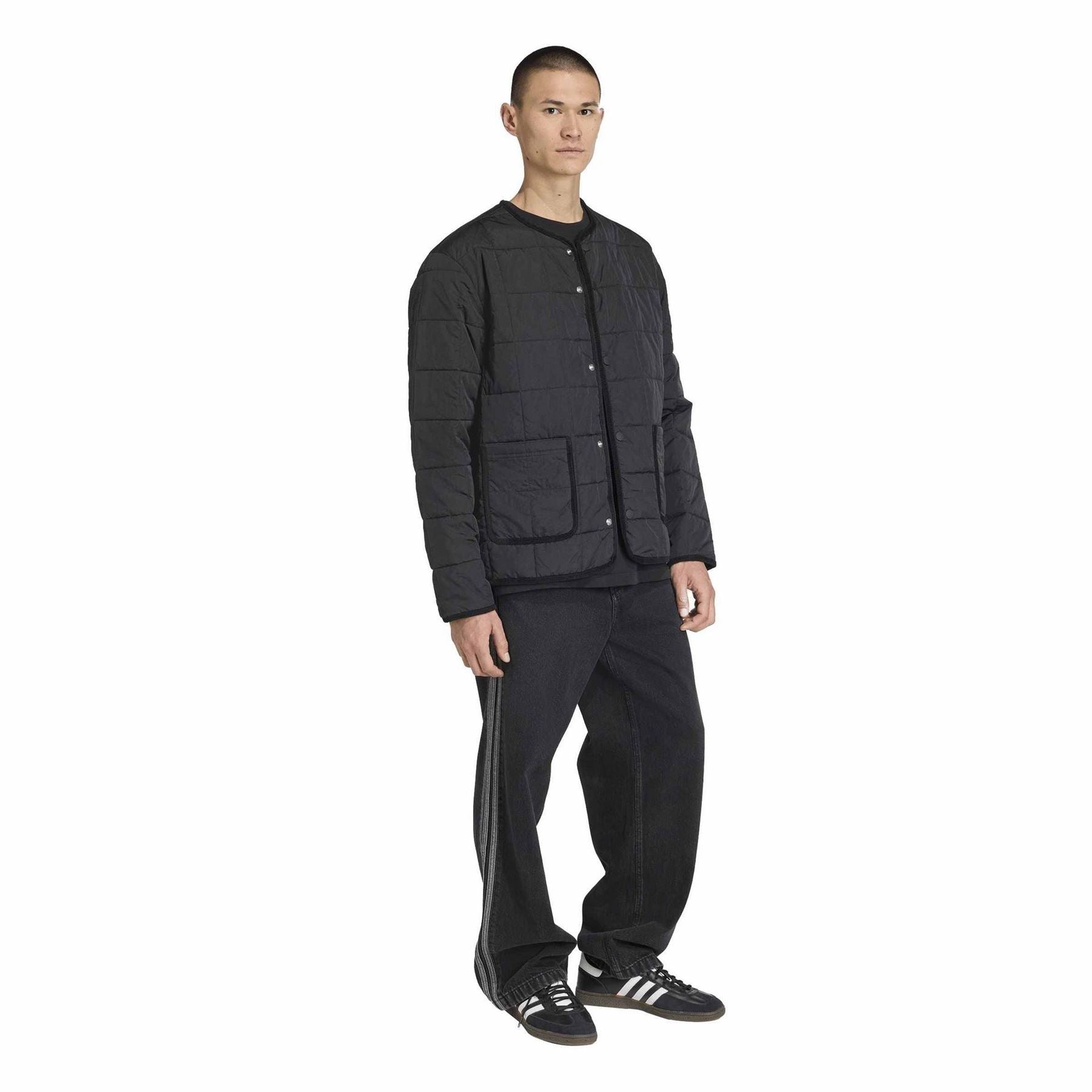 adidas Solid Patterned Snap Button Jacket