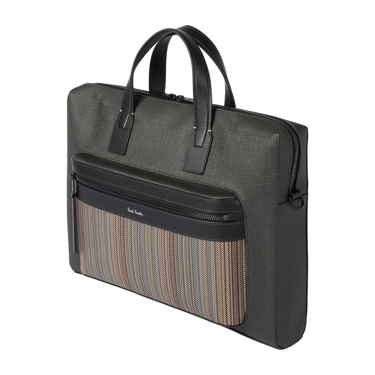 Paul Smith Striped Patterned Rectangle Briefcase with Logo