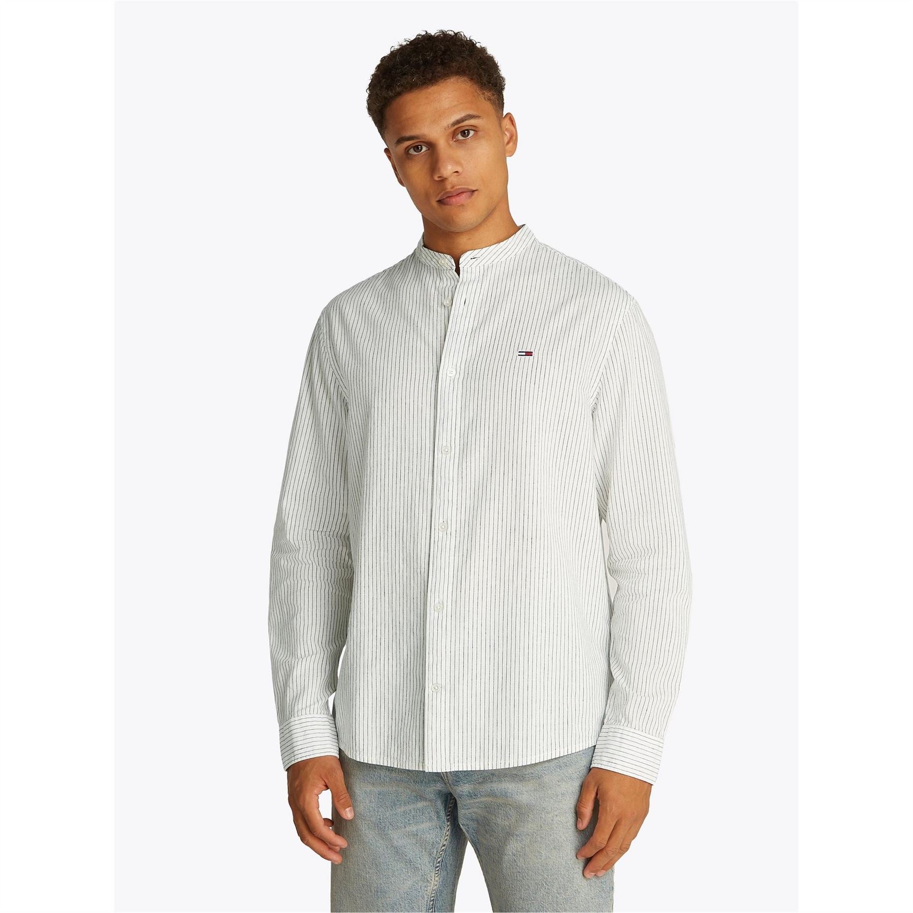 Tommy Jeans Tj Linen Long Sleeve Patterned Shirt