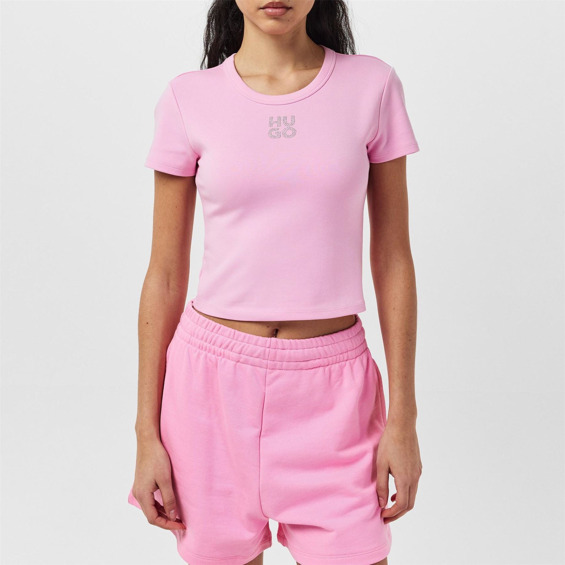 Hugo Cropped Crew Neck Relaxed Fit T-Shirt