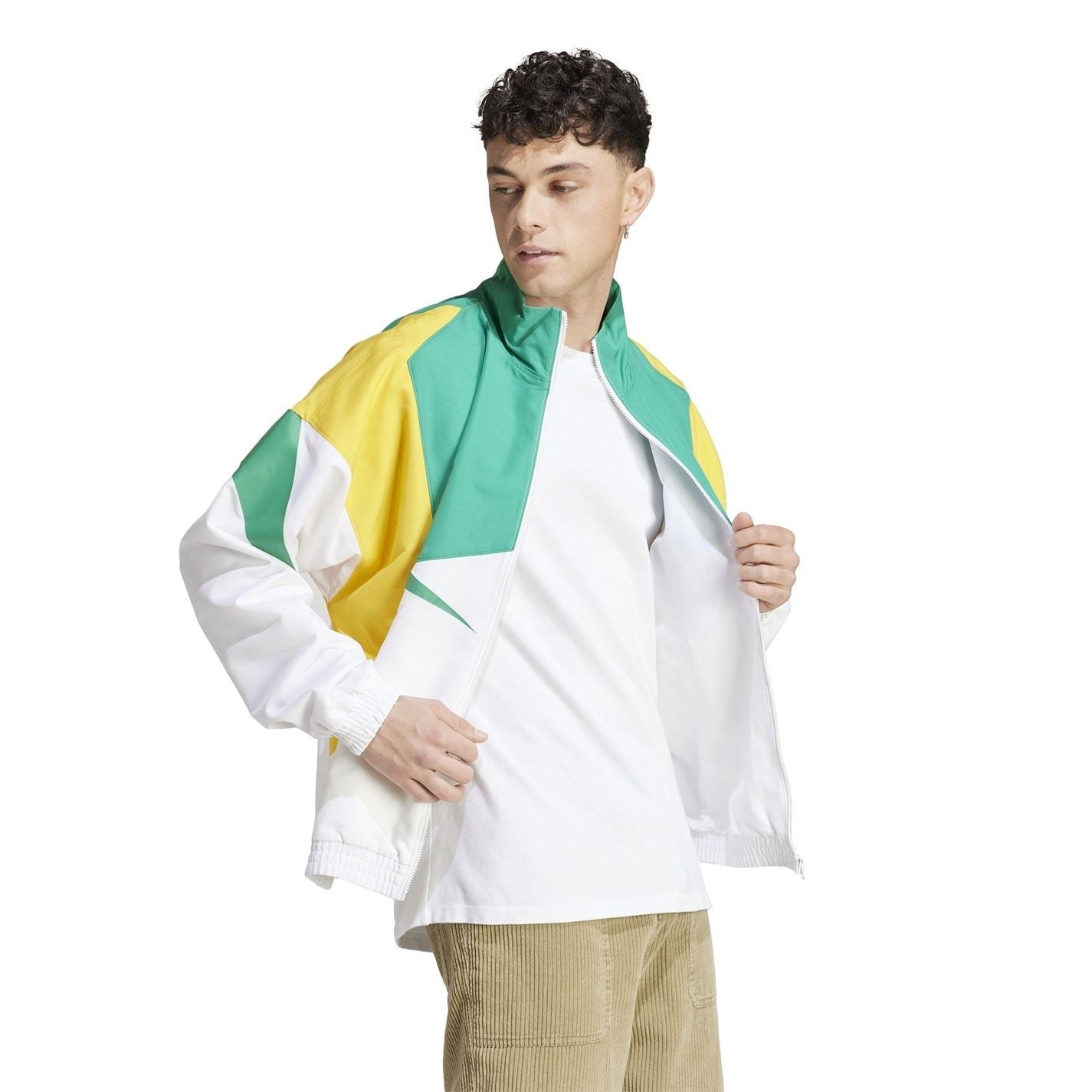 adidas Color Block High Neck Ribbed Cuff Track Jacket