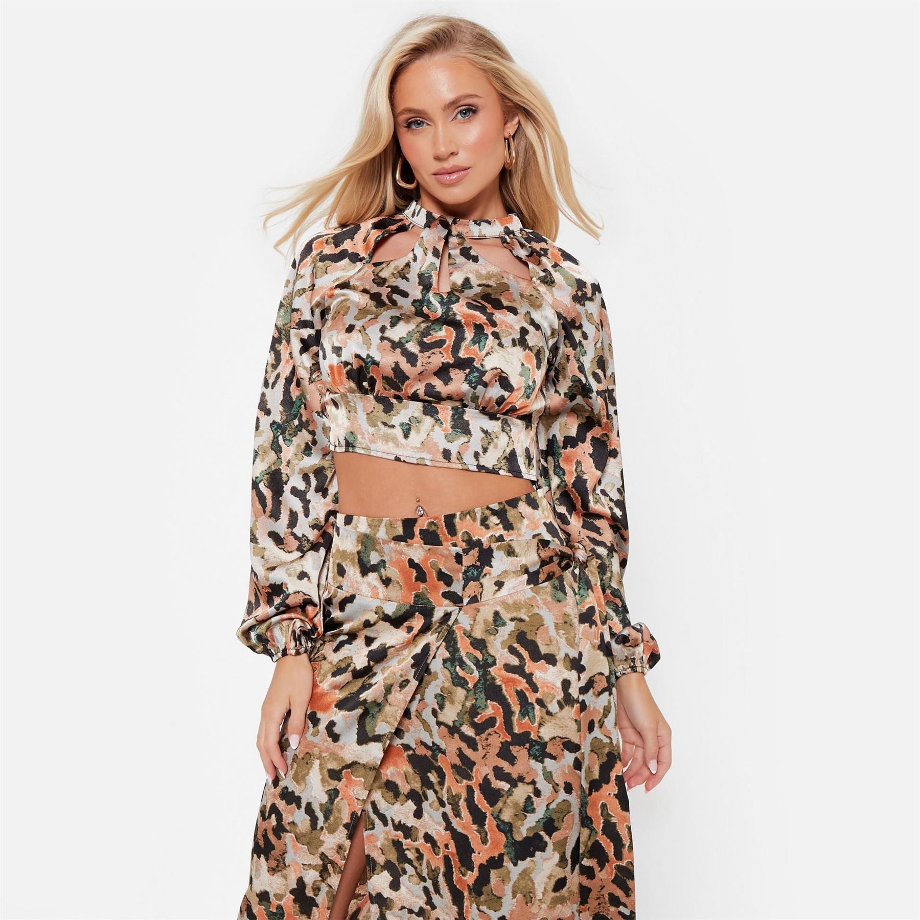 I Saw It First Printed Oversized Satin Shirt Co Ord