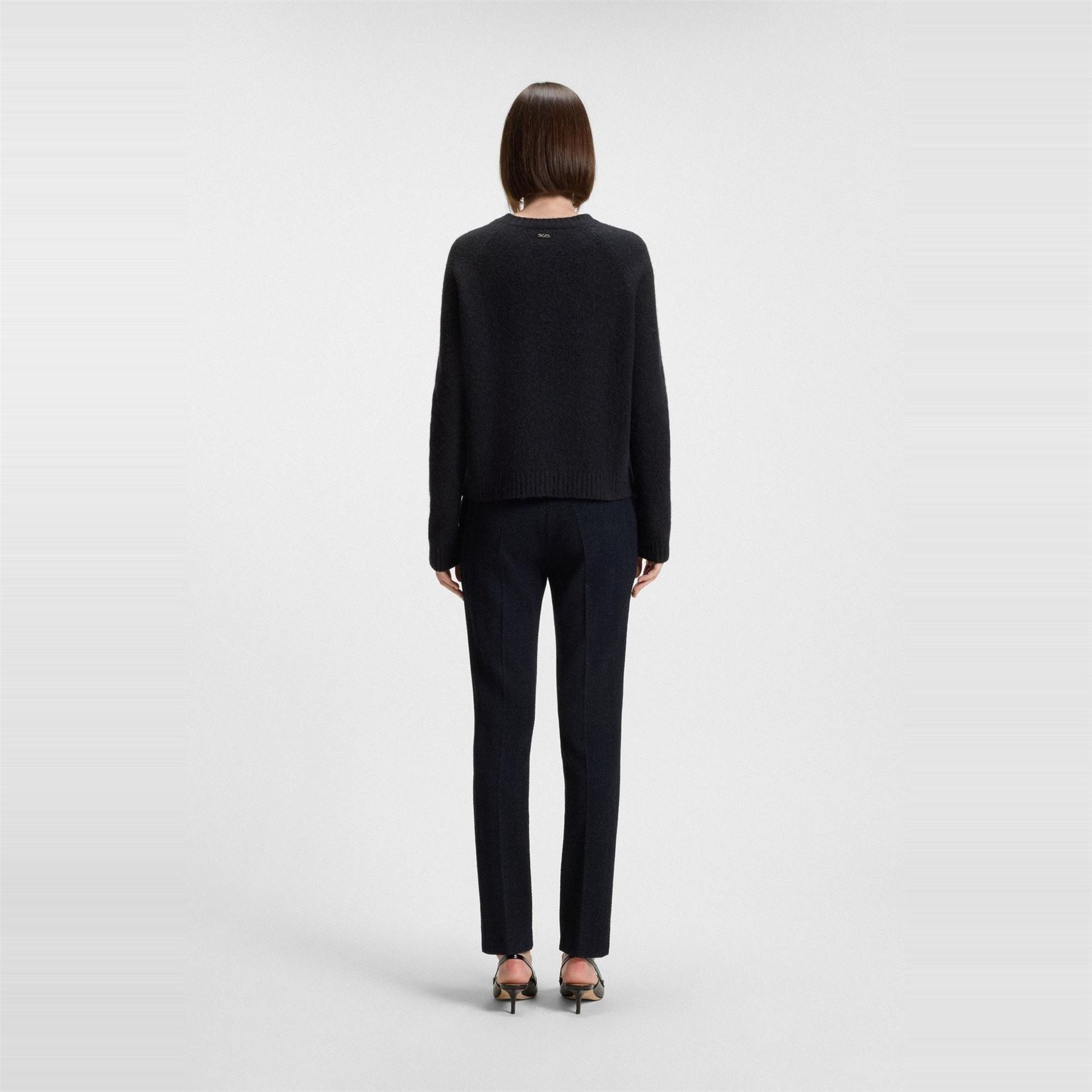 Boss Crew Neck Ribbed Collar Long Sleeve Sweater