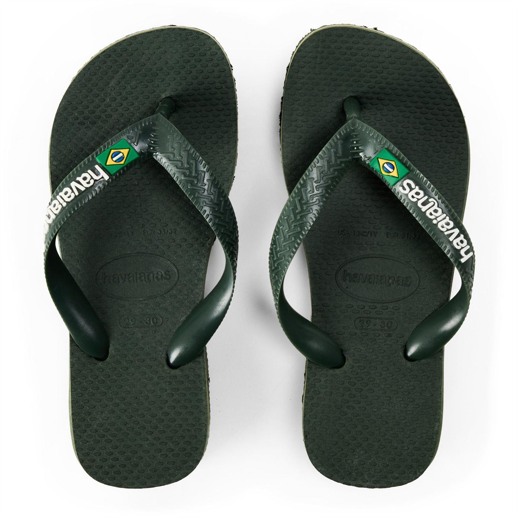 Havaianas Brasil Logo Green Olive 29 30 Flip Flops Unisex Kids