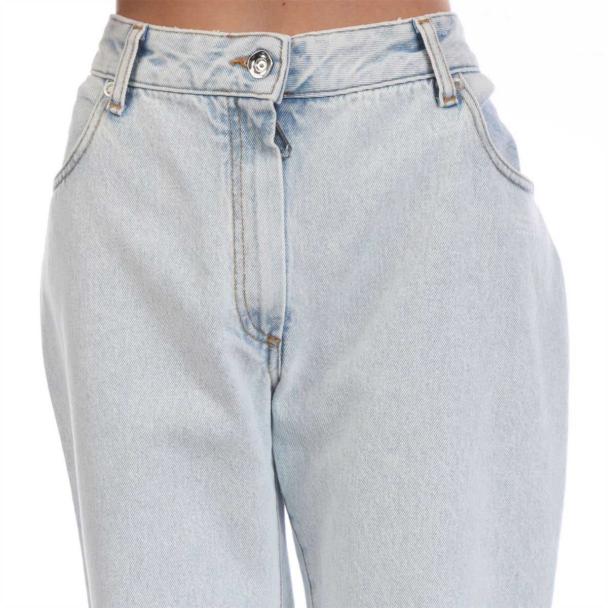 Off White Cropped Flare Jeans