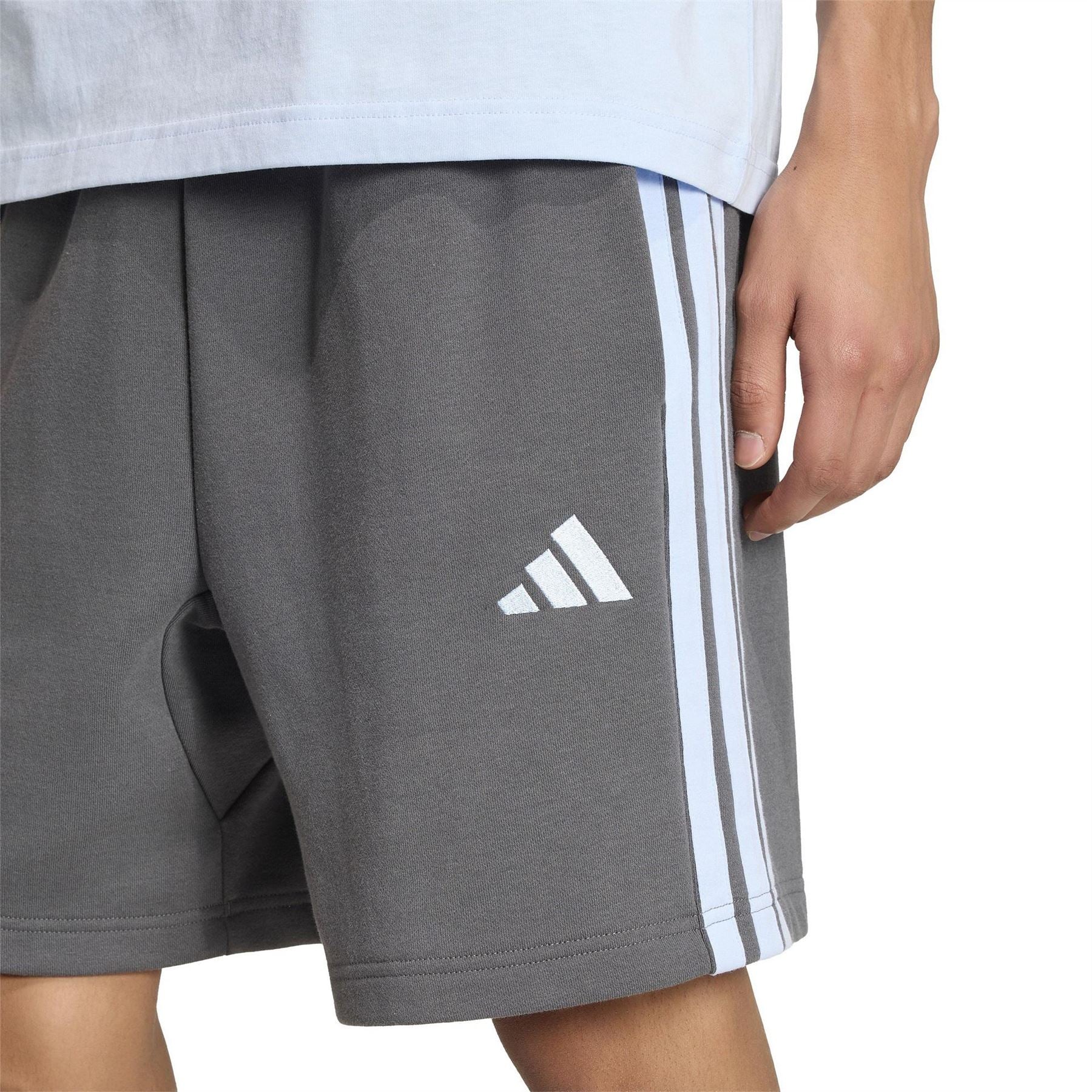 adidas Mens Essentials 3 Stripe Fleece Shorts