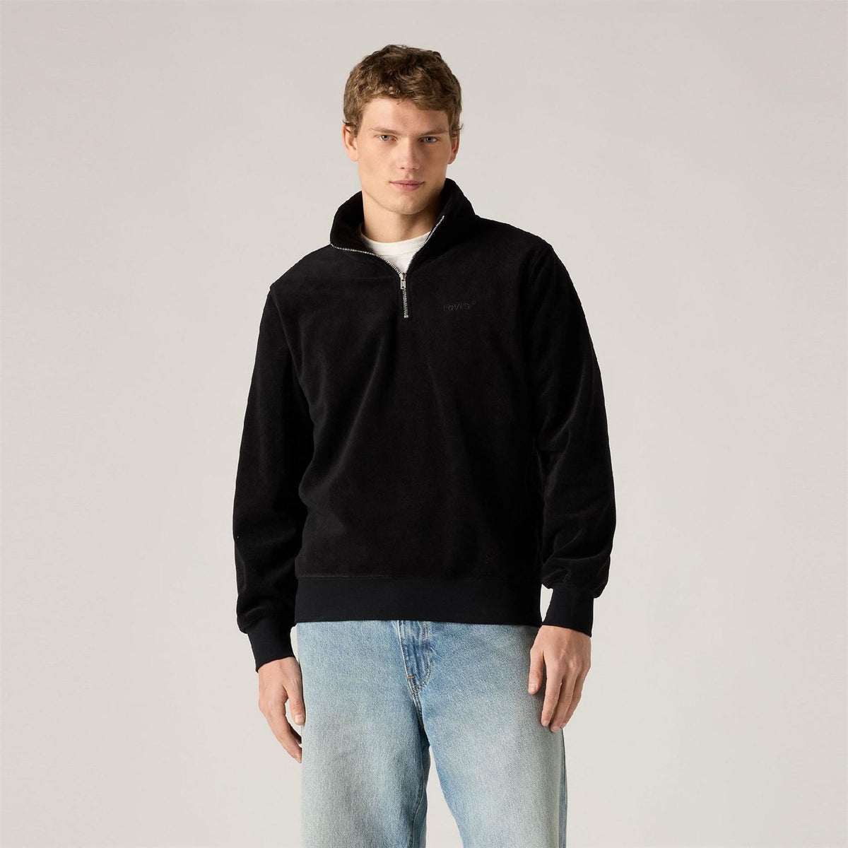 Levis Housemark Zip Neck High Collar Long Sleeve Sweatshirt