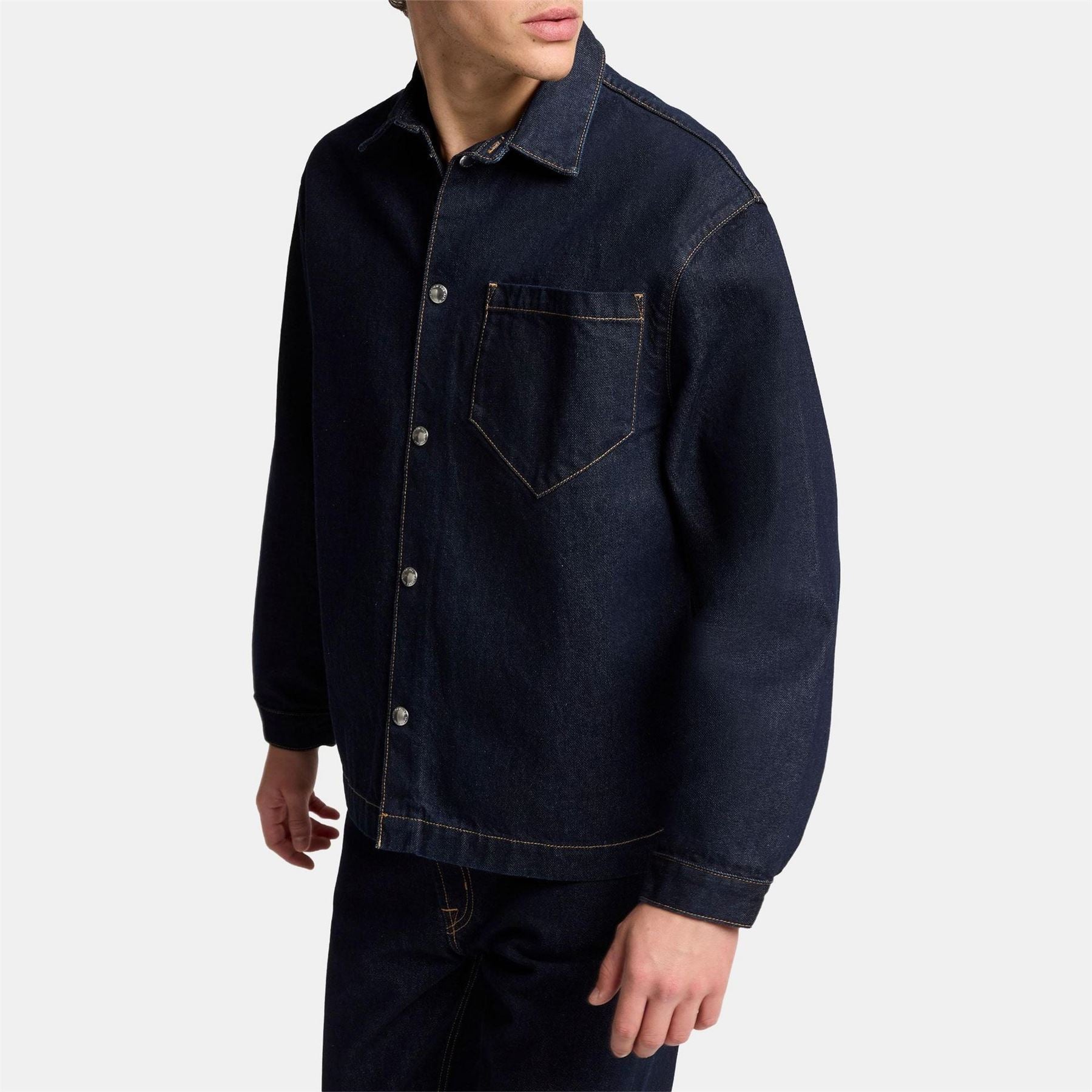 7 For All Mankind Solid Patterned Snap Button Chest Pocket Overshirt