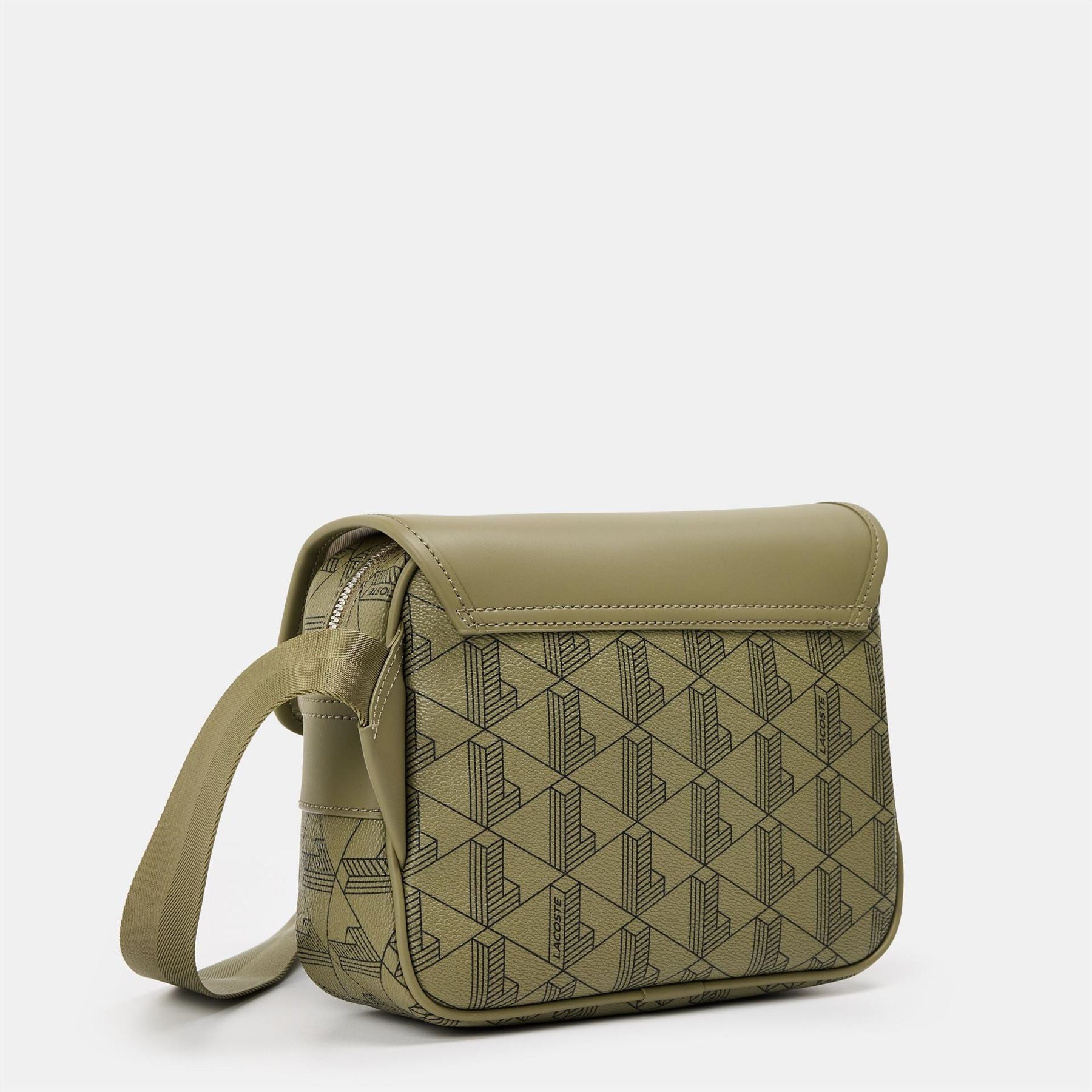 Lacoste Geometric Patterned Messenger Bag with Detachable Strap