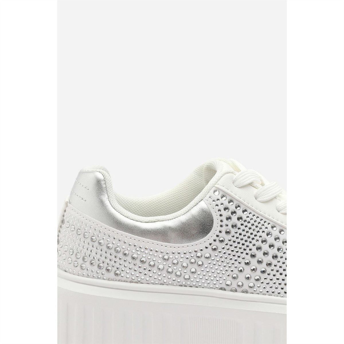 Wheres That From Lace Up Trainer With Diamante Pattern And Chunky Sole