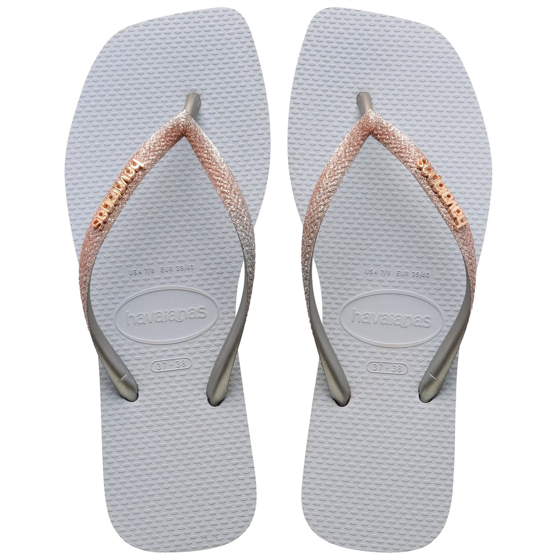 Havaianas Womens Hav. Square Glitter Ice Grey 39 40 Flip Flops