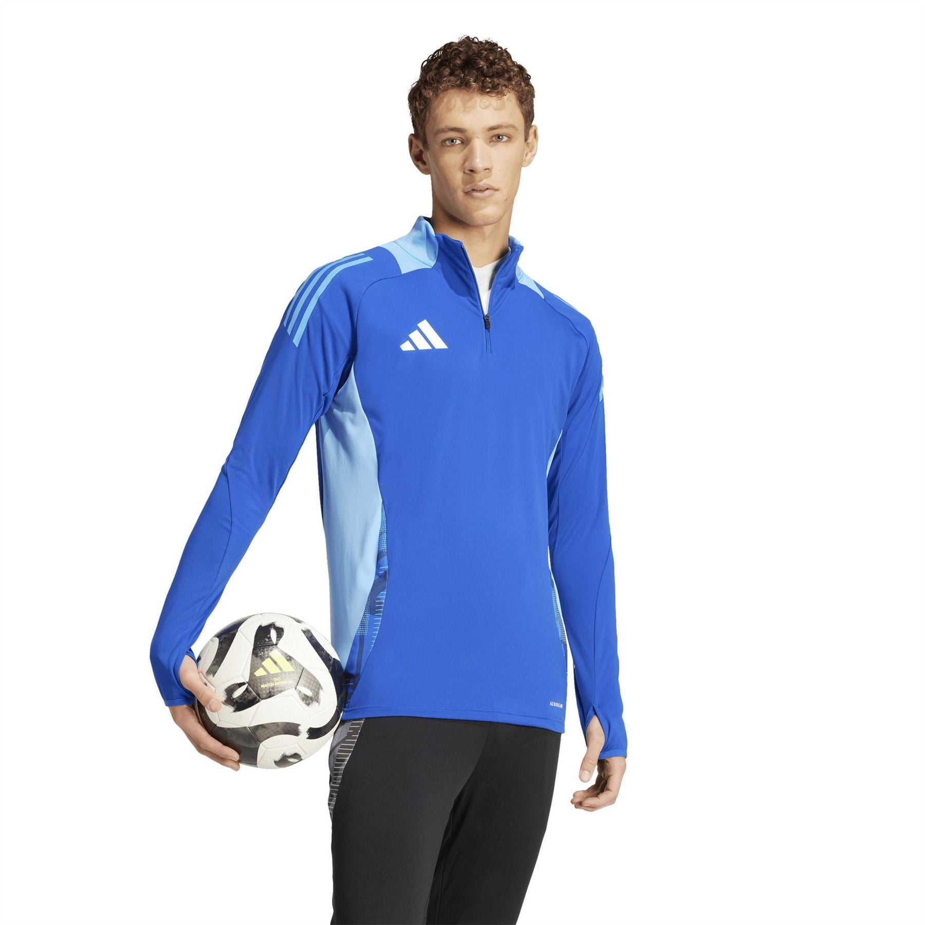 adidas Tiro24 Zip Neck Band Collar Long Sleeve Athletic Top