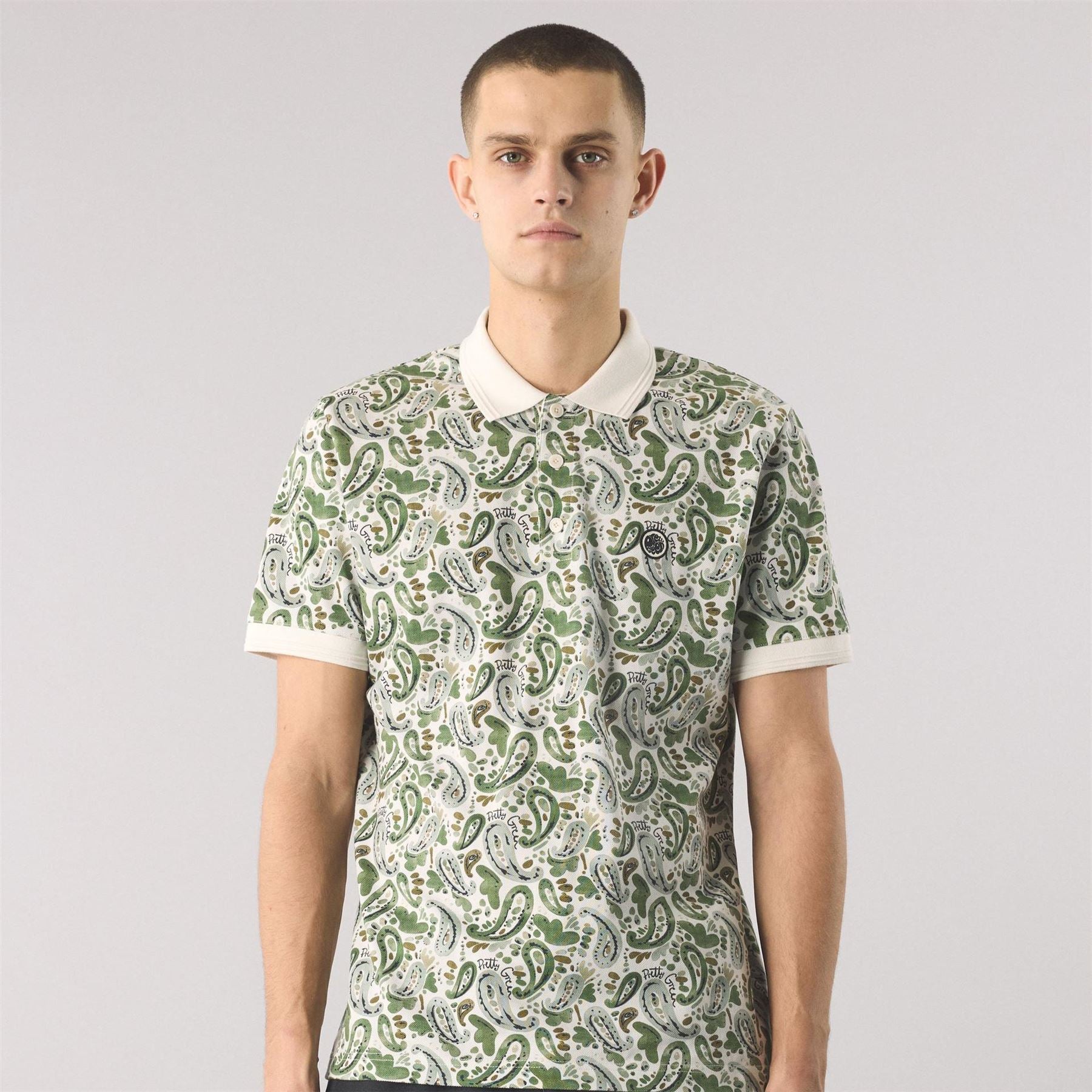 Pretty Green Aquarelle Paisley Short Sleeve Polo Shirt