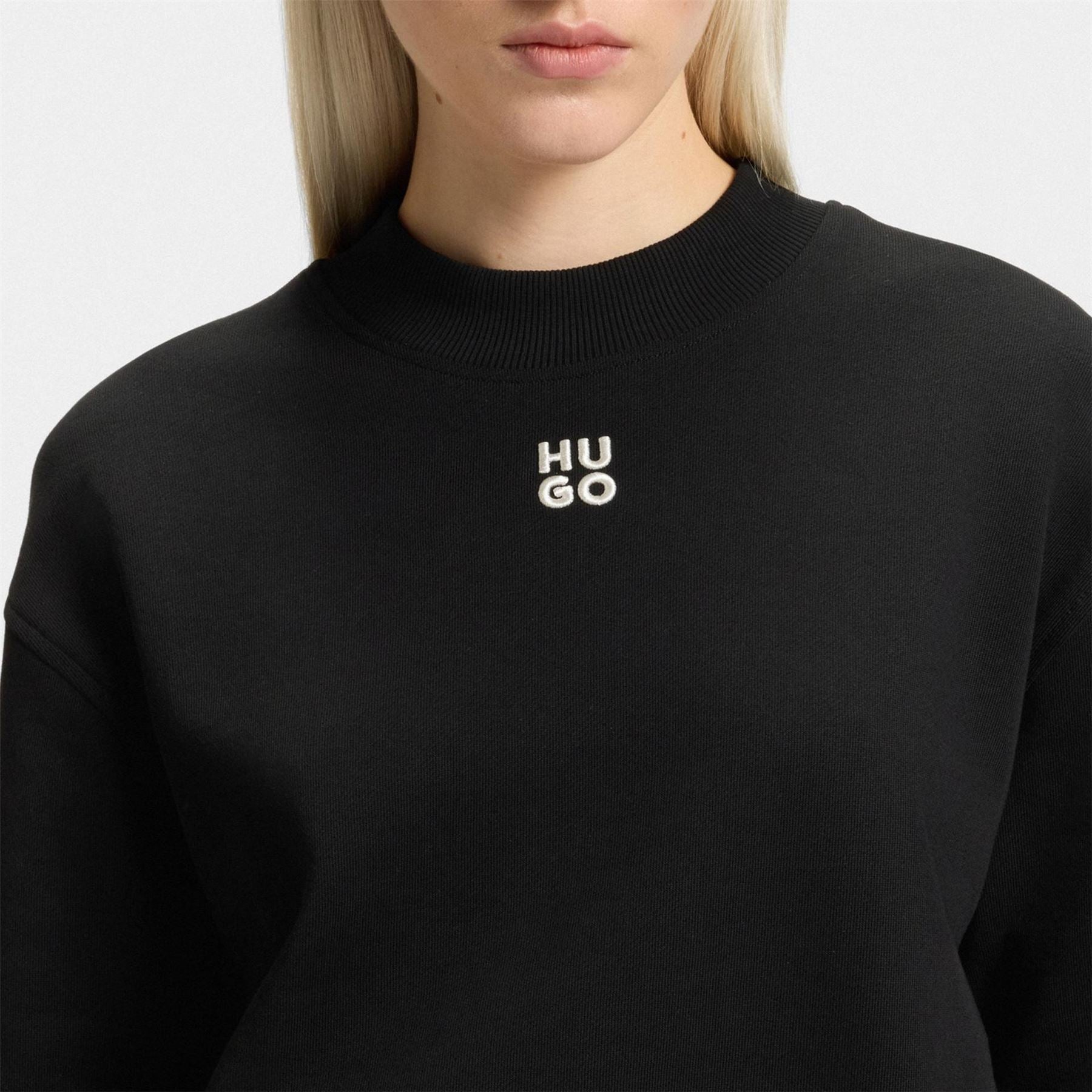 Hugo Crew Neck Ribbed Collar Long Sleeve Sweatshirt