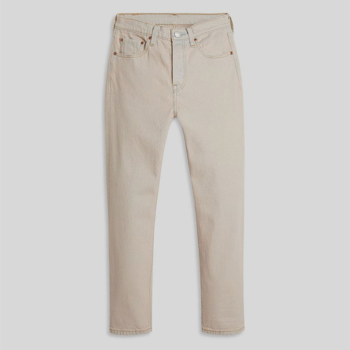 Levis 501 Cropped Mid Rise Cotton Straight Leg Jeans