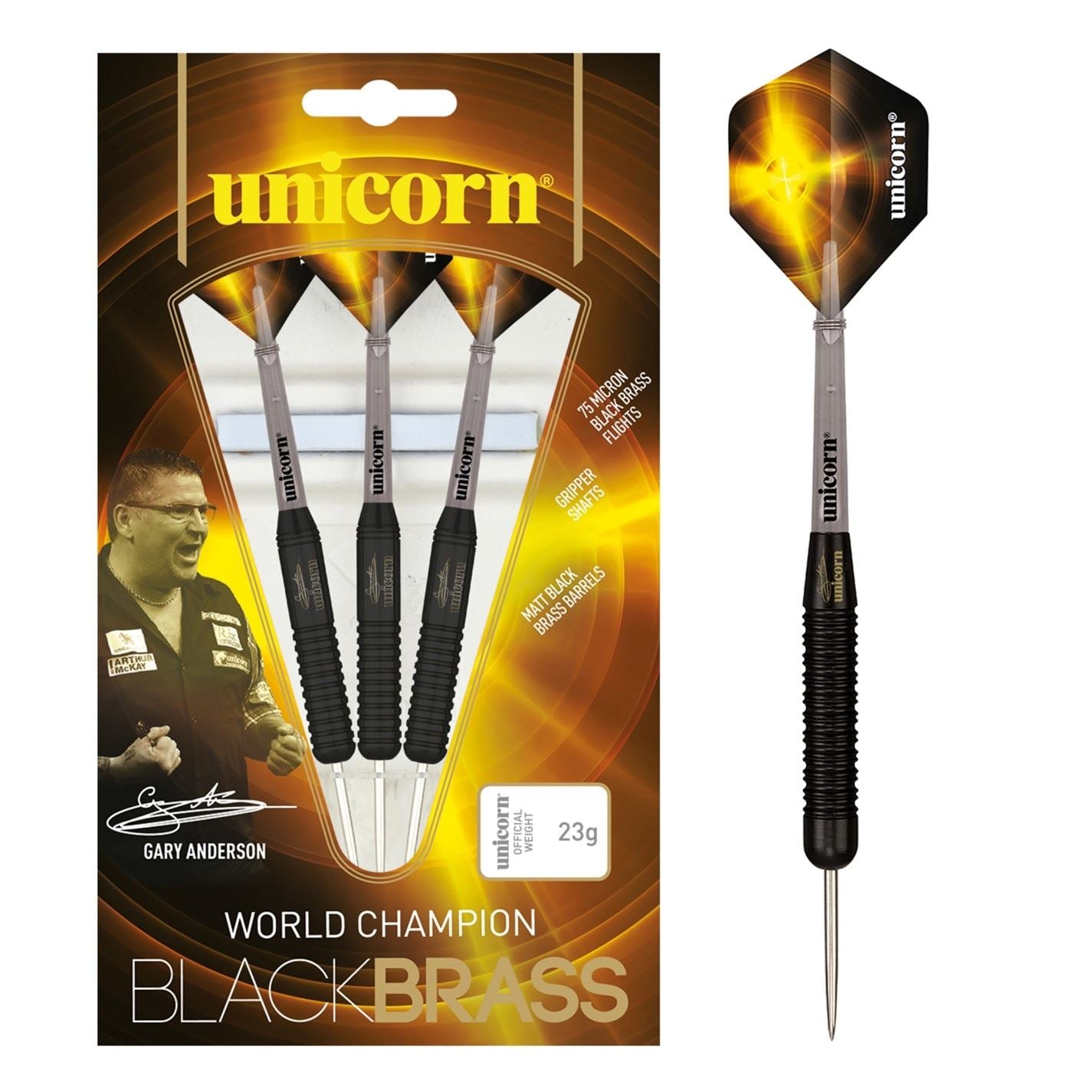Unicorn Darts Gary Anderson Black Brass Darts
