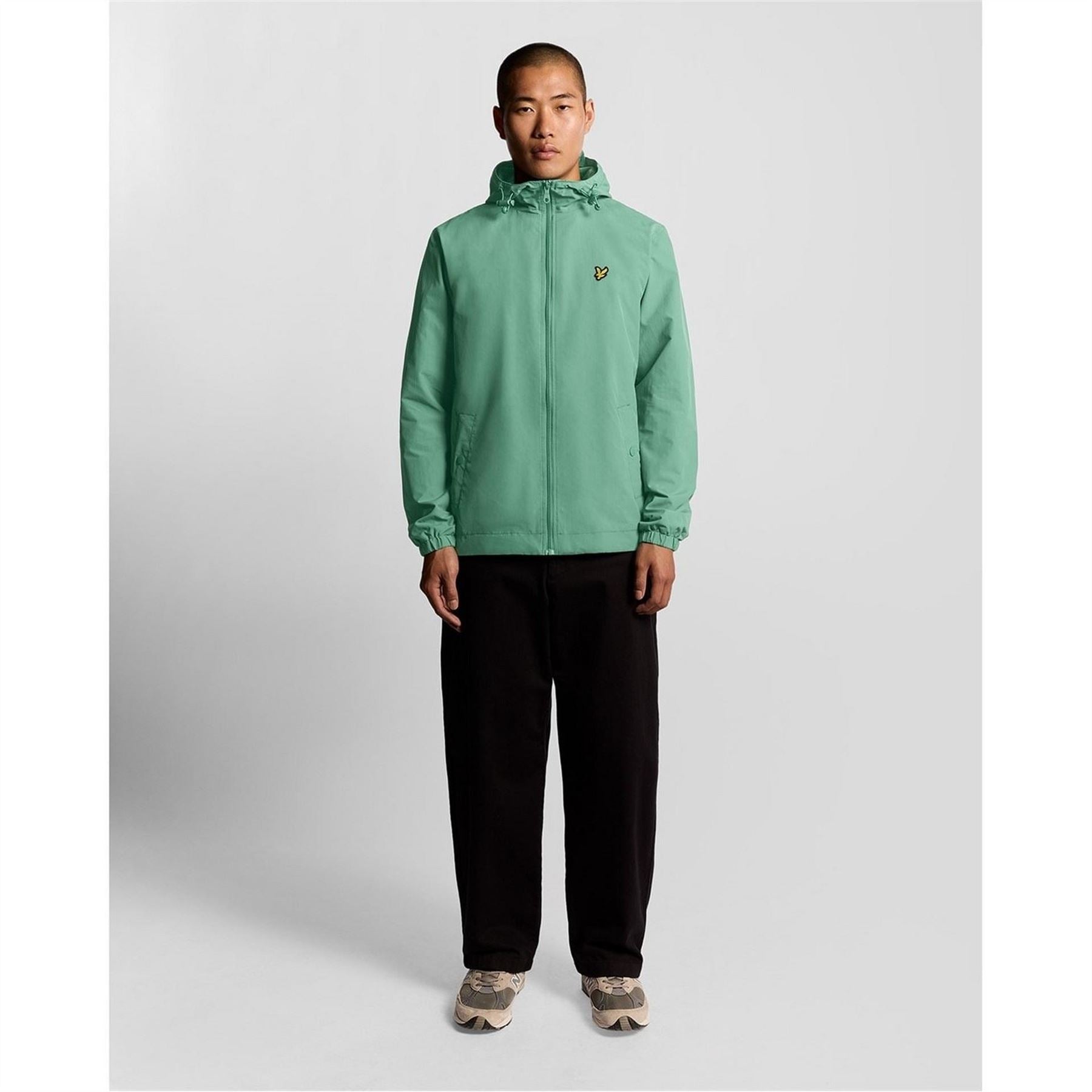 Lyle and Scott Zip Through Cotton Wind Resistant Long Sleeve Hooded Rain Anorak