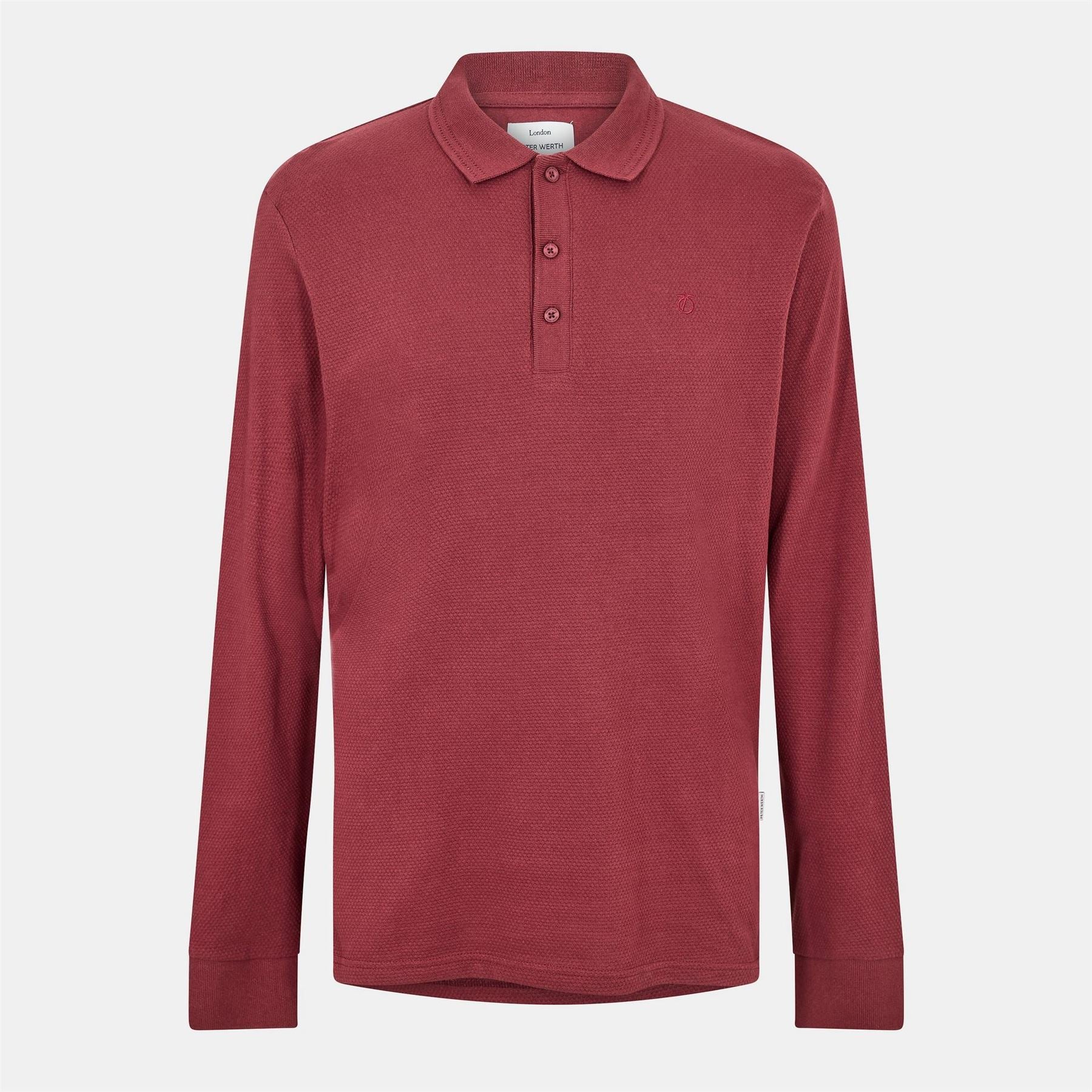 Peter Werth Embroidered Collared Long Sleeve Polo Shirt