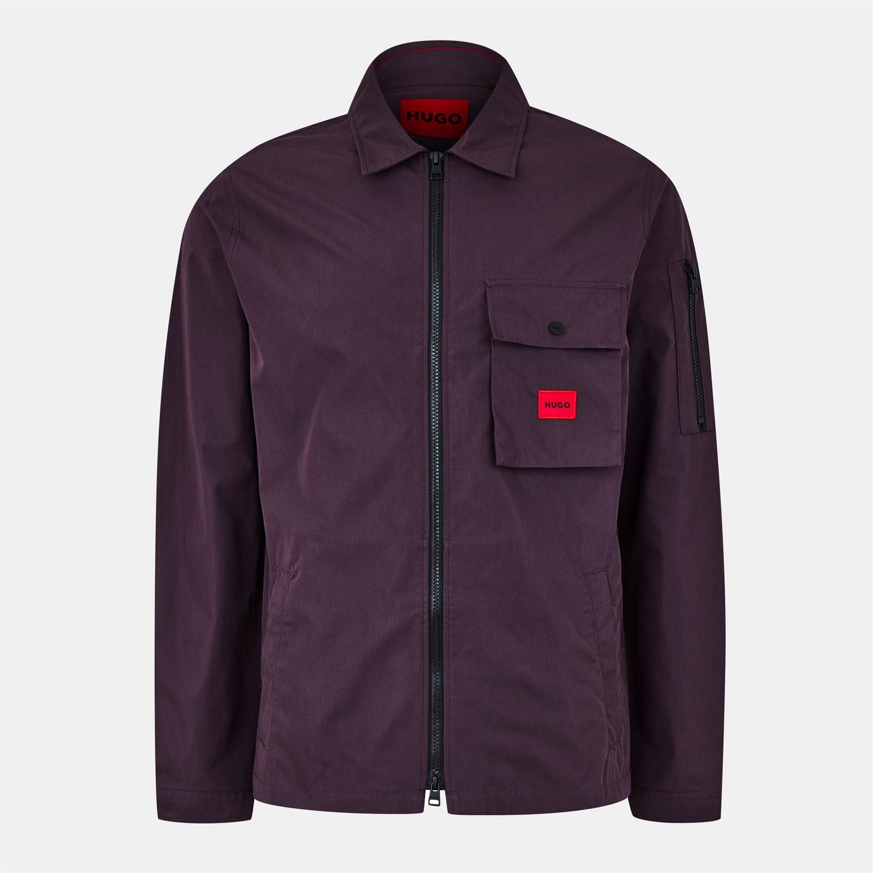 Hugo HUGO Emmond Cotton Long Sleeve Zip Overshirt   Contemporary Design with Logo Detail
