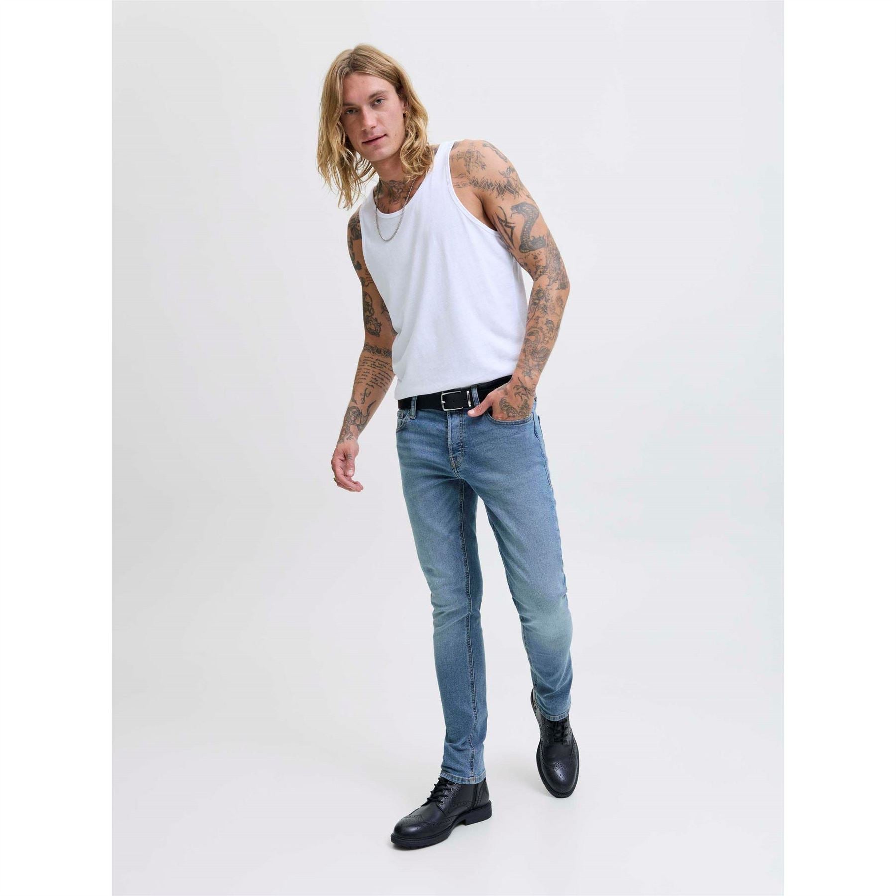 Jack and Jones Glenn Orig Mid Rise Slim Fit Jeans