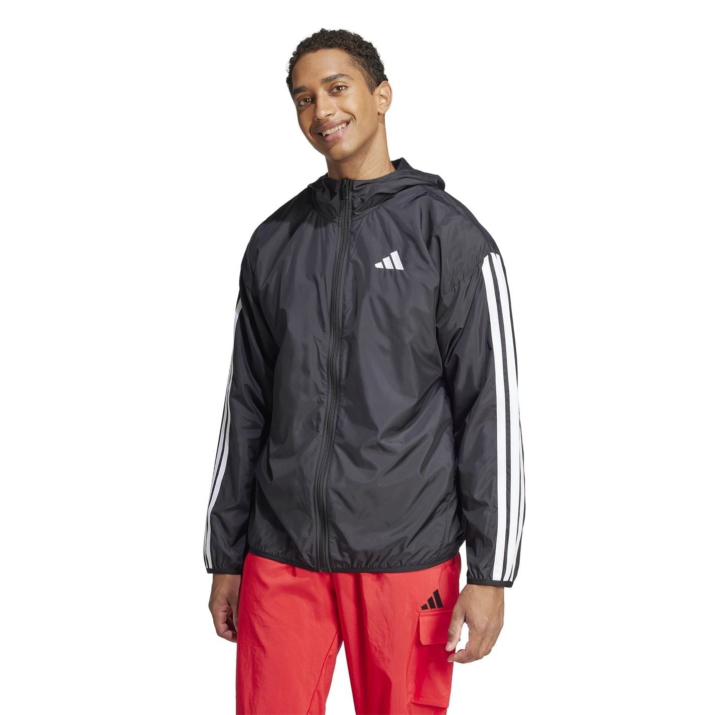 adidas Mens Essentials 3 Stripes Windbreaker