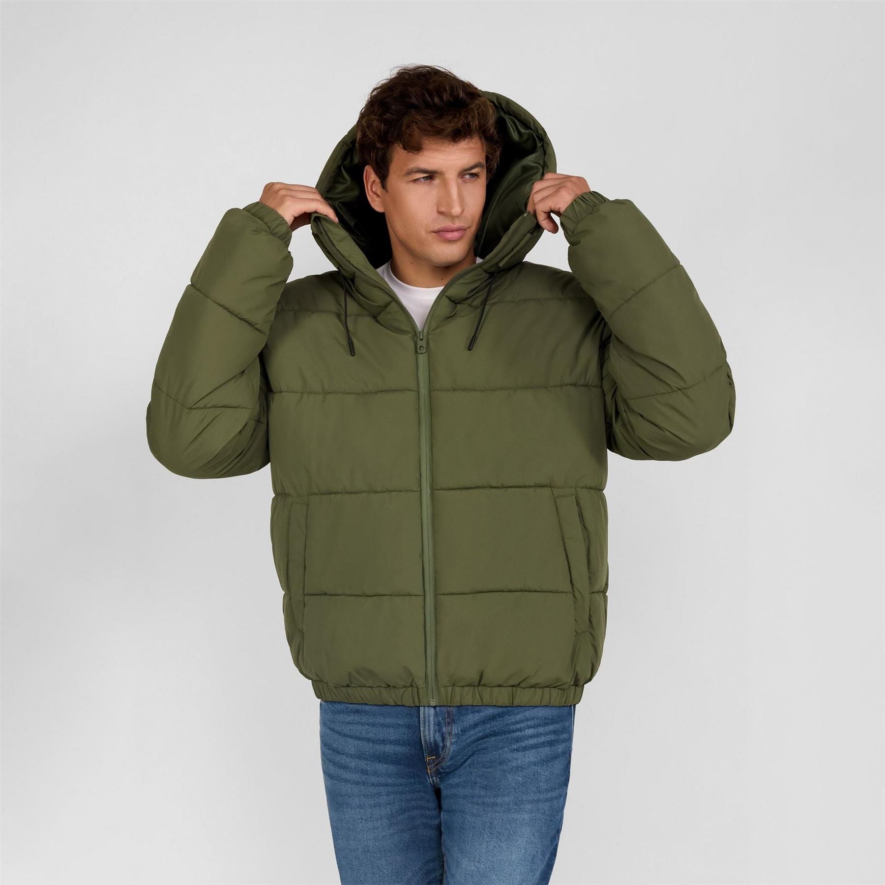 Minoti Men Ripstop Jacket High Collar Adjustable Hood Khaki