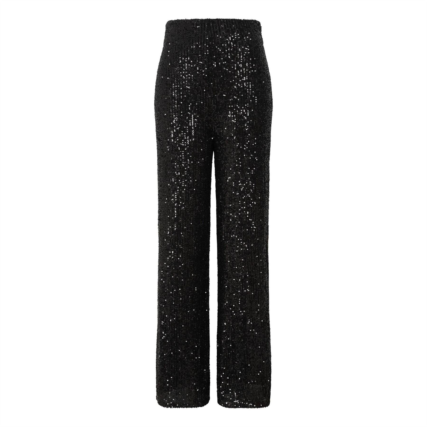 Little Mistress Sequin Solid Patterned Wide Leg Trousers