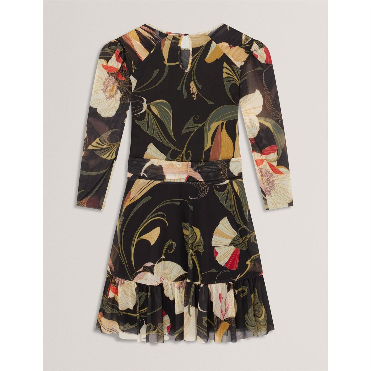 Ted Baker Mesh Crew Neck Three Quarter Sleeve Mini Dress