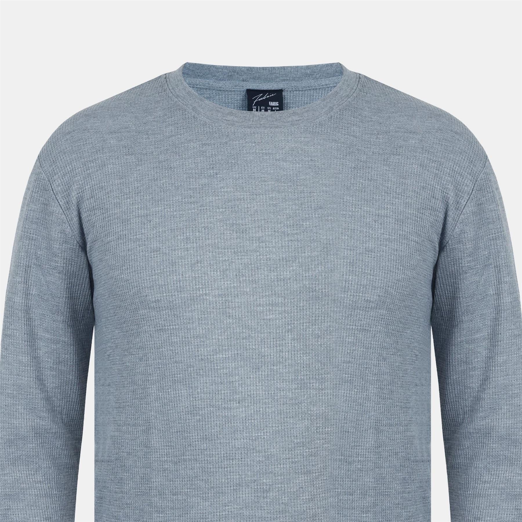 Fabric Crew Neck Long Sleeve Waffle T-Shirt