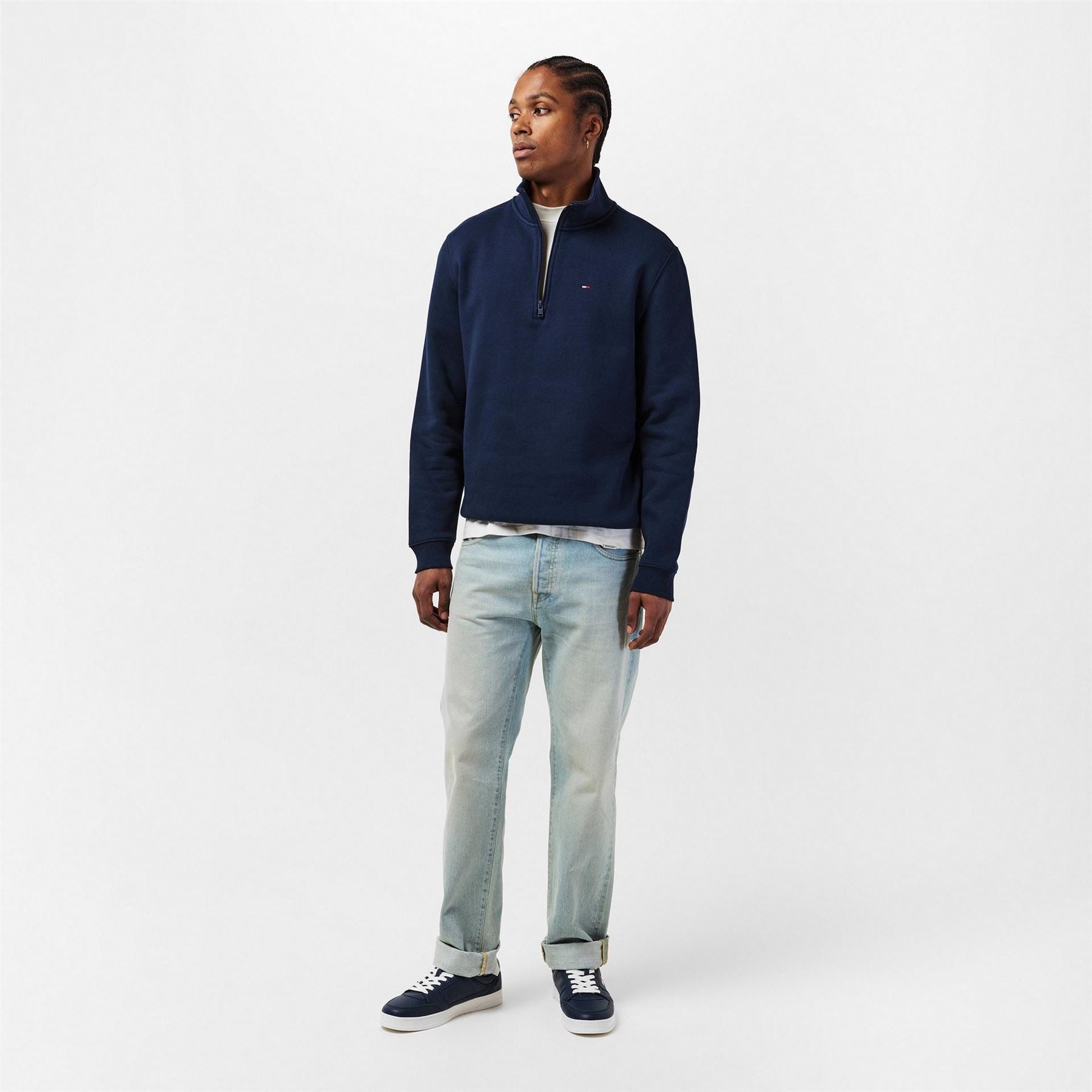 Tommy Jeans Flag Graphic Zip Neck Long Sleeve Sweatshirt