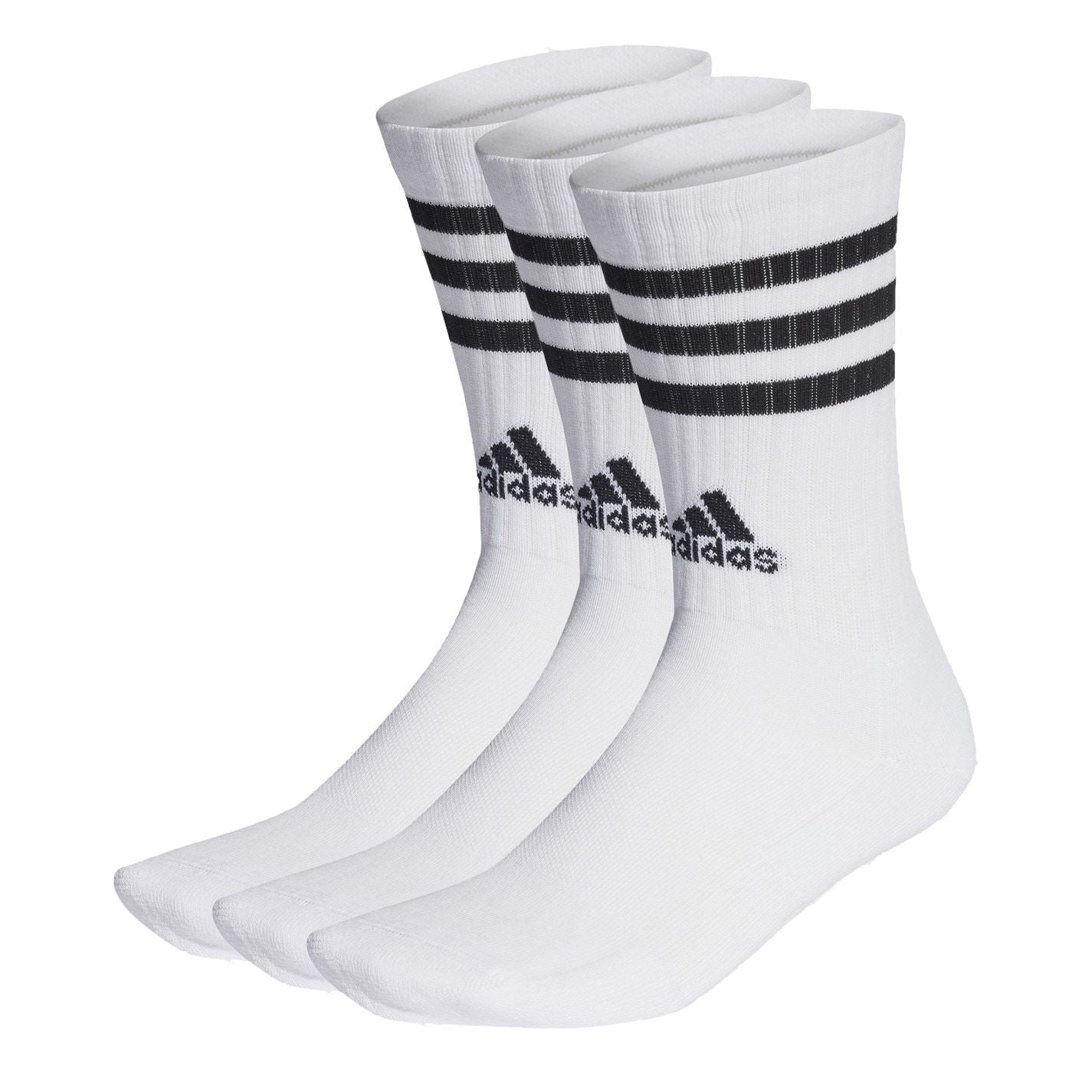 adidas Mens Cushioned 3 Stripe Crew Sock 3 Pack