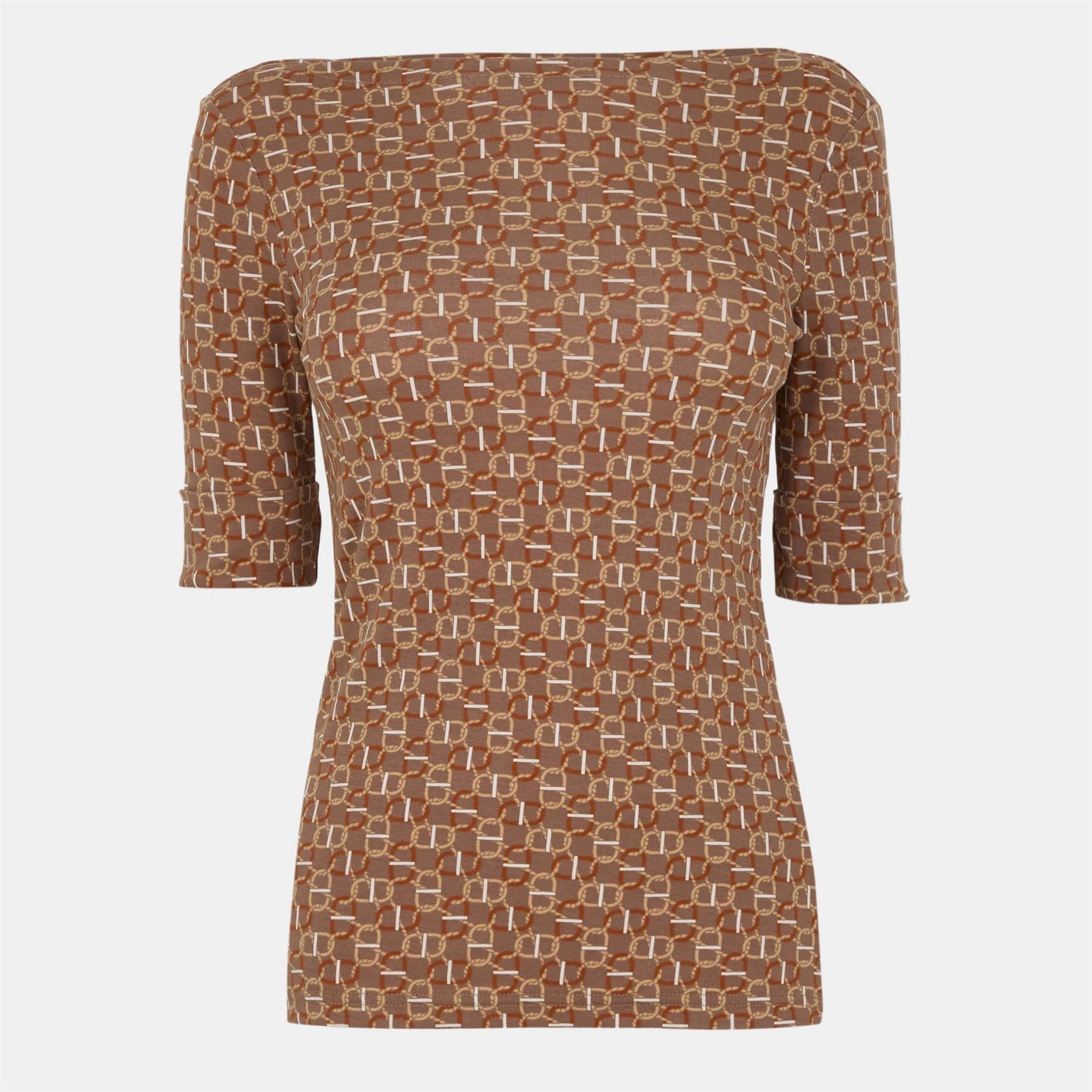Lauren by Ralph Lauren Judy Boat Neck Three-Quarter Sleeve T-Shirt