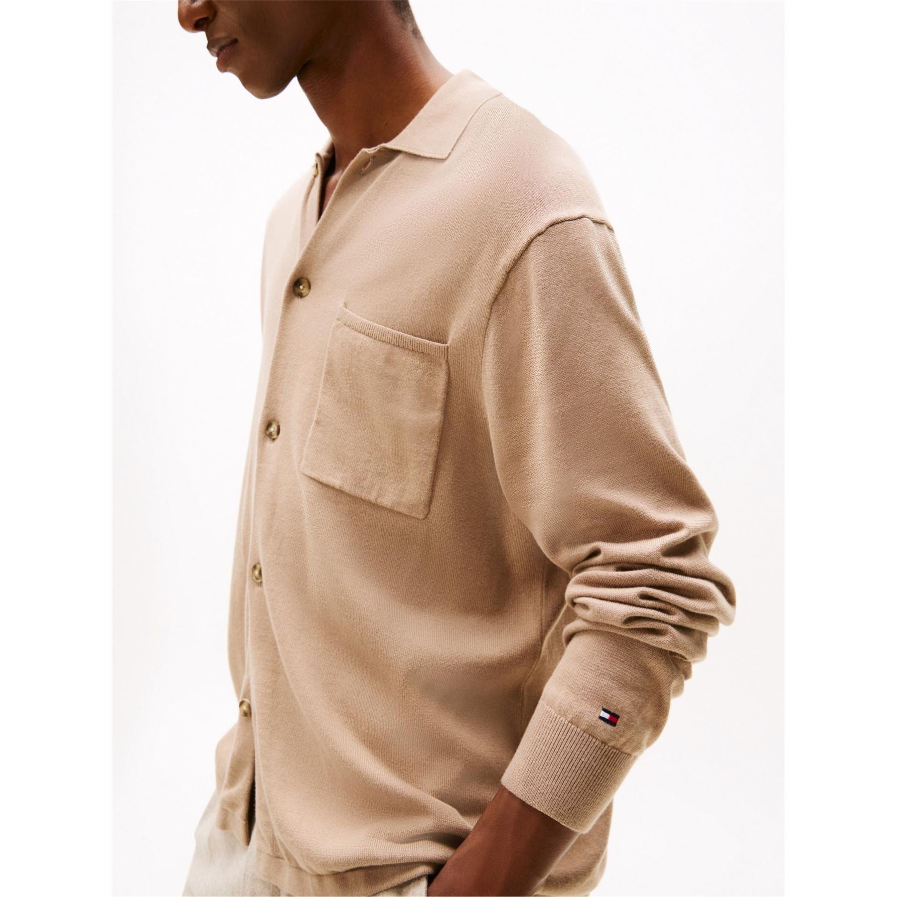 Tommy Hilfiger Solid Patterned Ribbed Cuff Overshirt