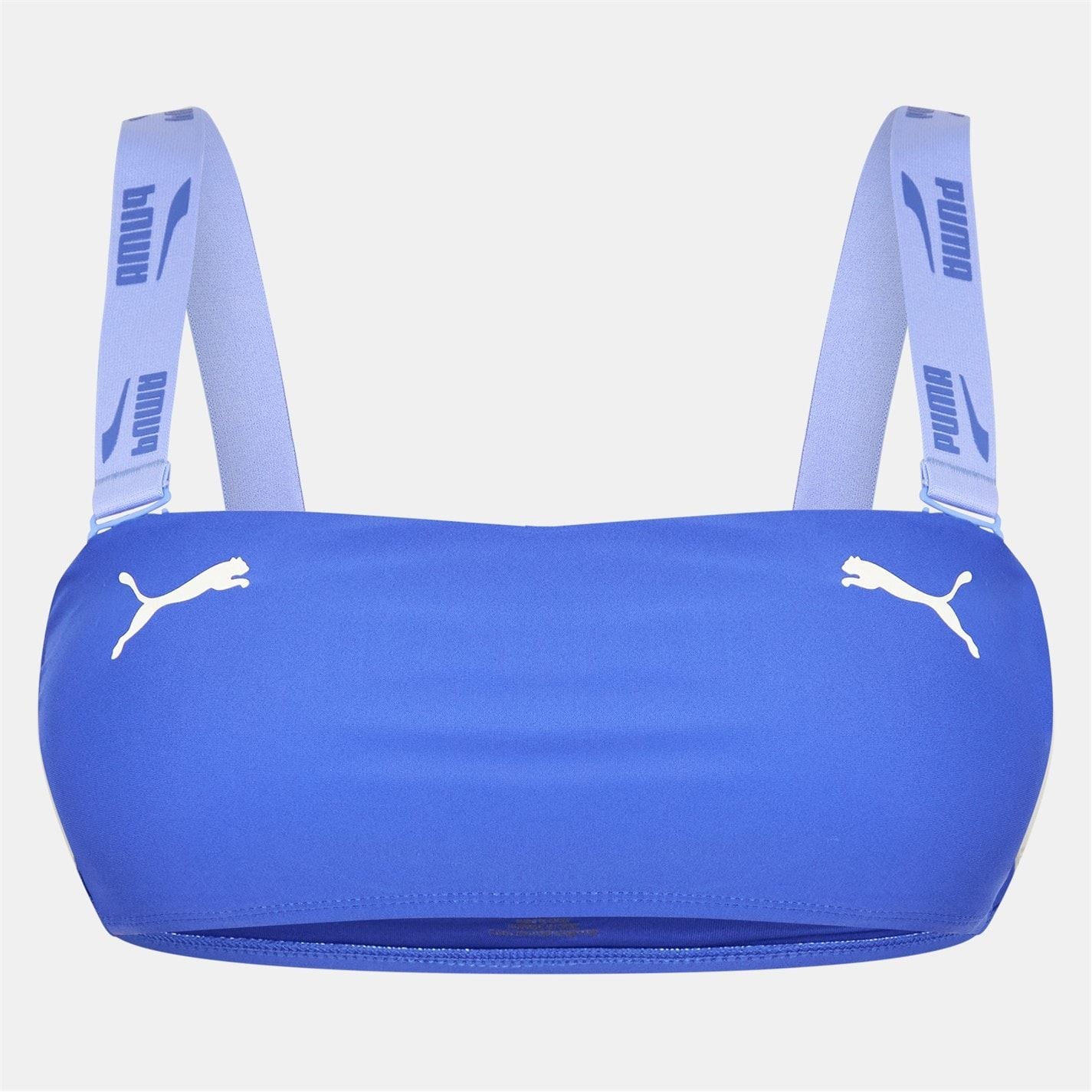 Puma Logo Print Swim Bandeau Bikini Top
